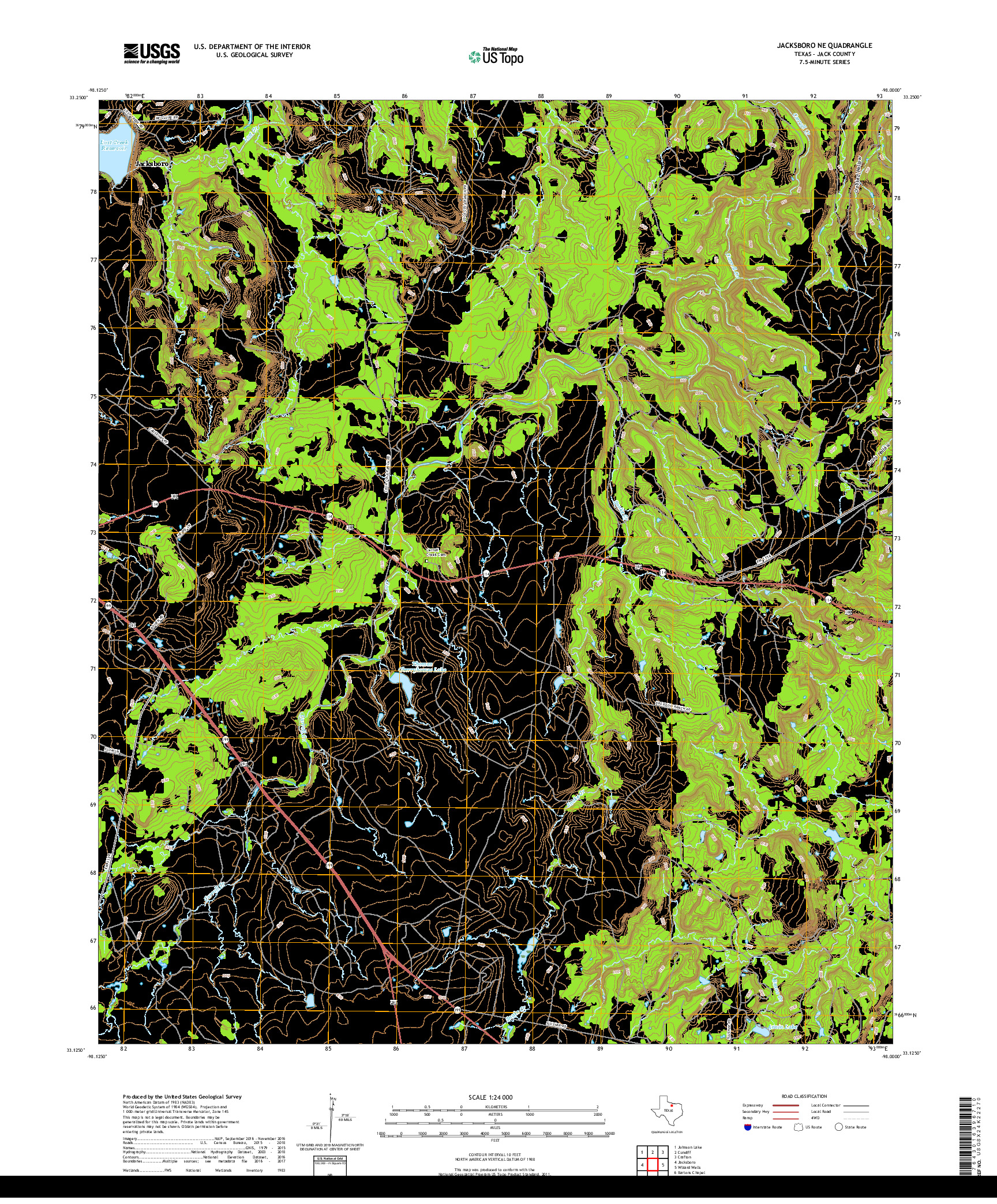 USGS US TOPO 7.5-MINUTE MAP FOR JACKSBORO NE, TX 2019