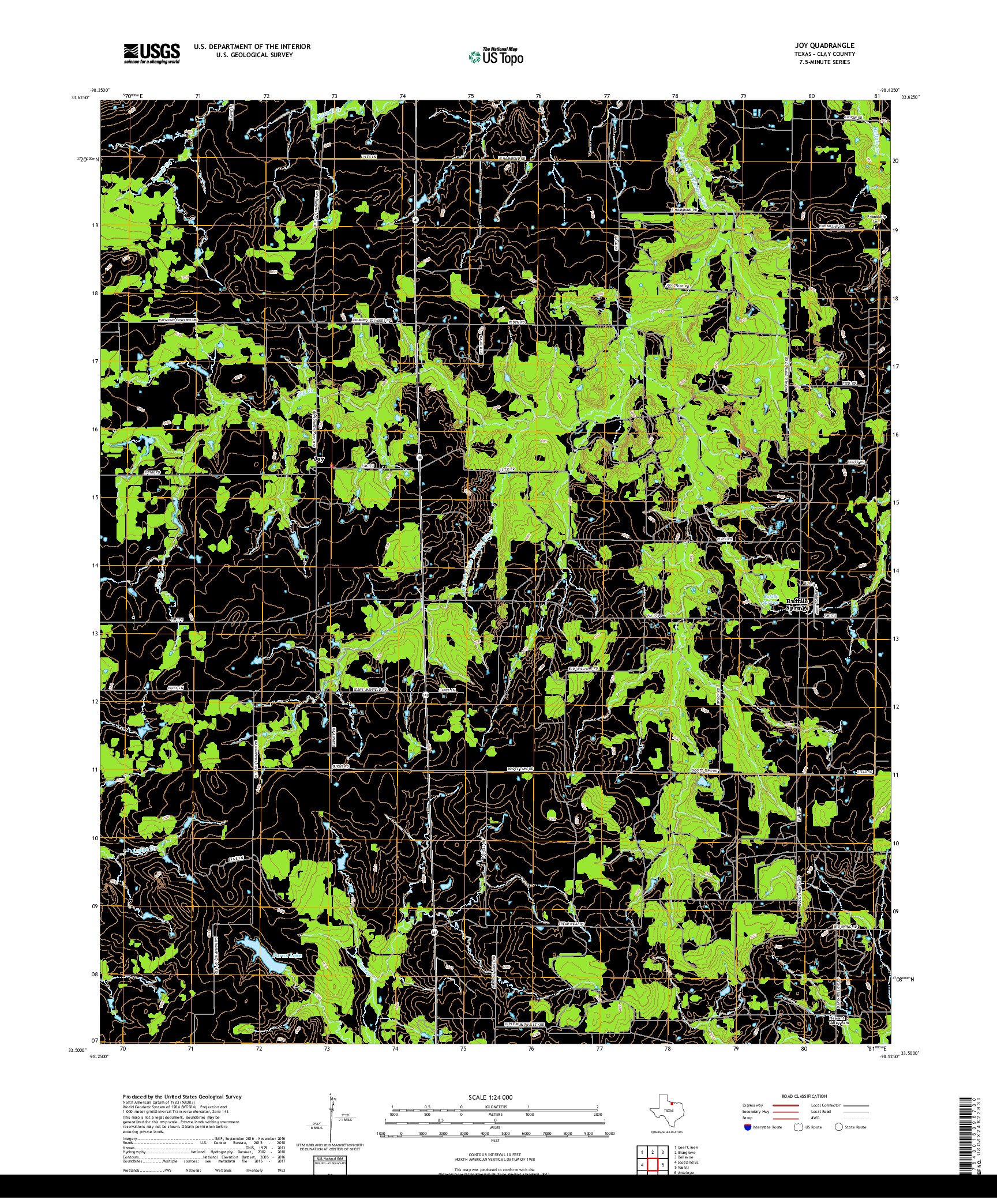 USGS US TOPO 7.5-MINUTE MAP FOR JOY, TX 2019