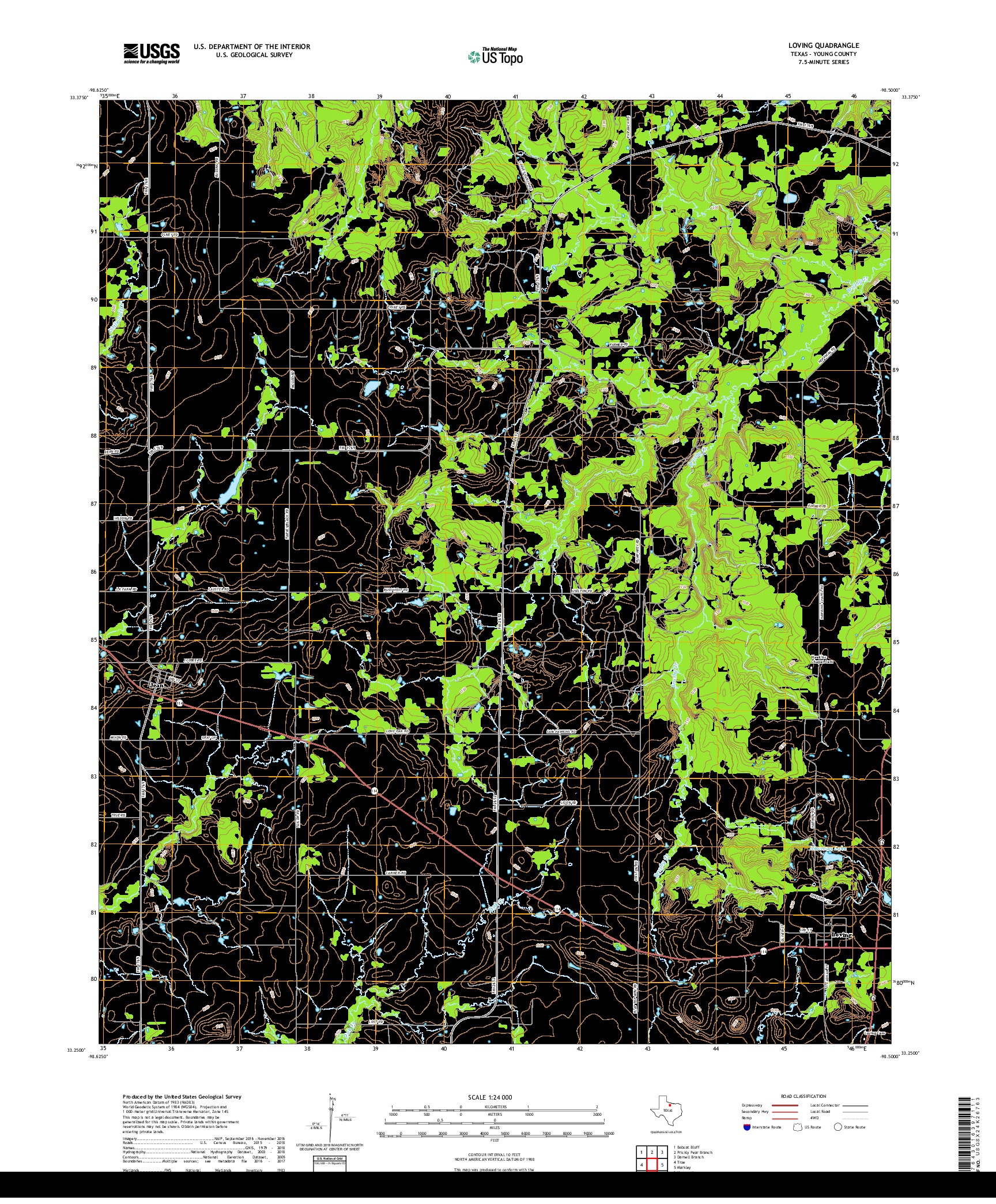 USGS US TOPO 7.5-MINUTE MAP FOR LOVING, TX 2019