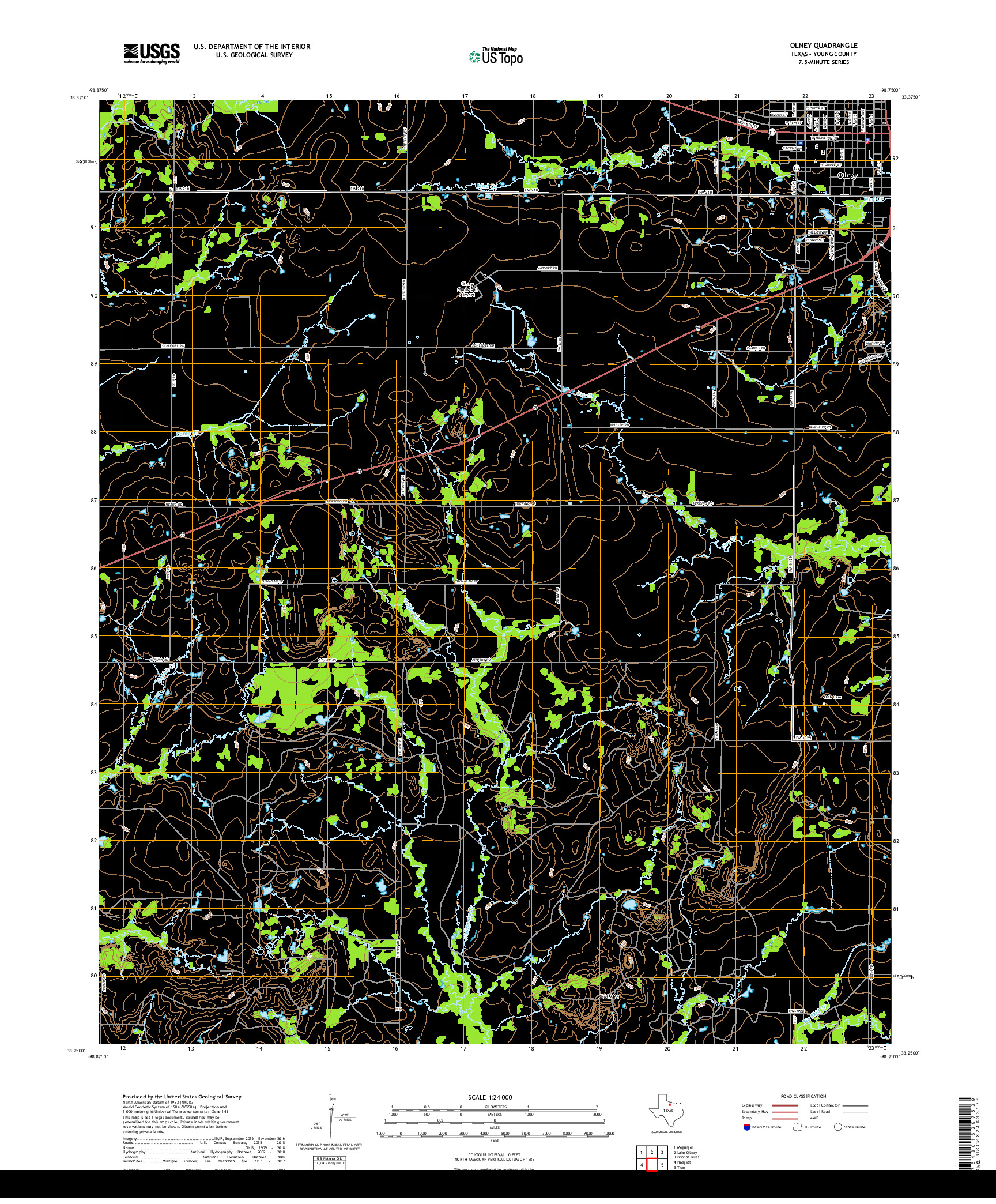 USGS US TOPO 7.5-MINUTE MAP FOR OLNEY, TX 2019