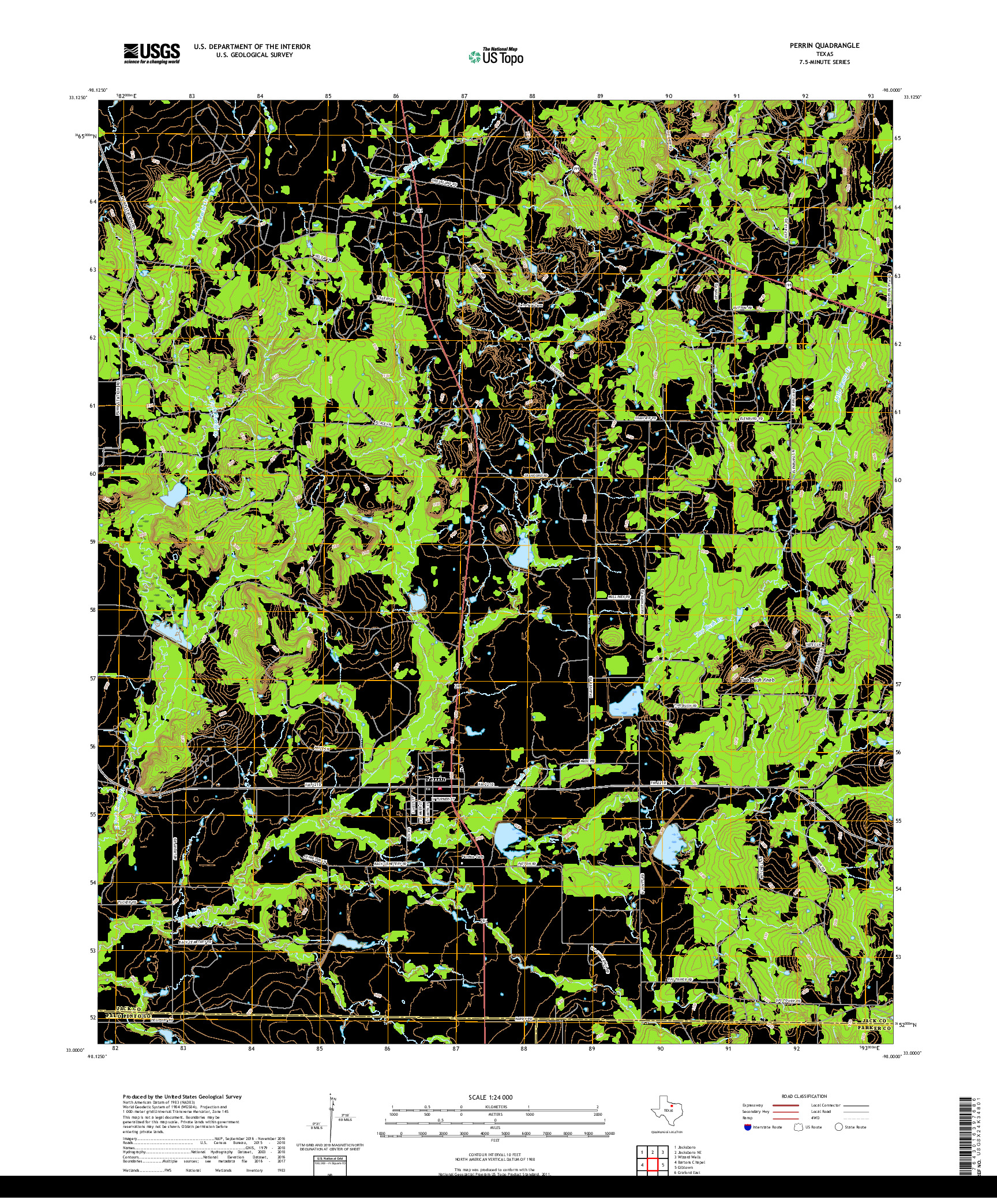 USGS US TOPO 7.5-MINUTE MAP FOR PERRIN, TX 2019