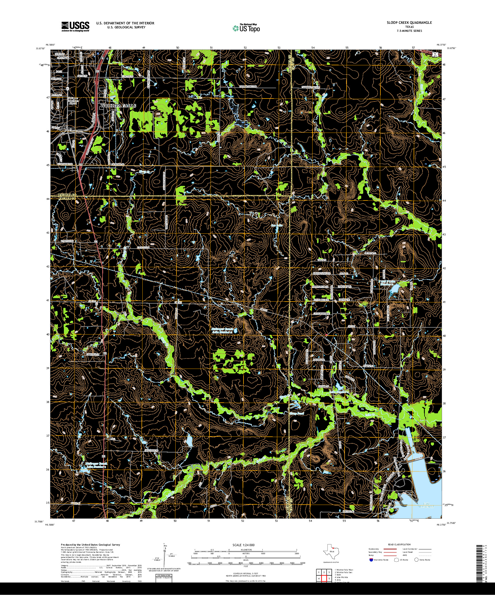 USGS US TOPO 7.5-MINUTE MAP FOR SLOOP CREEK, TX 2019