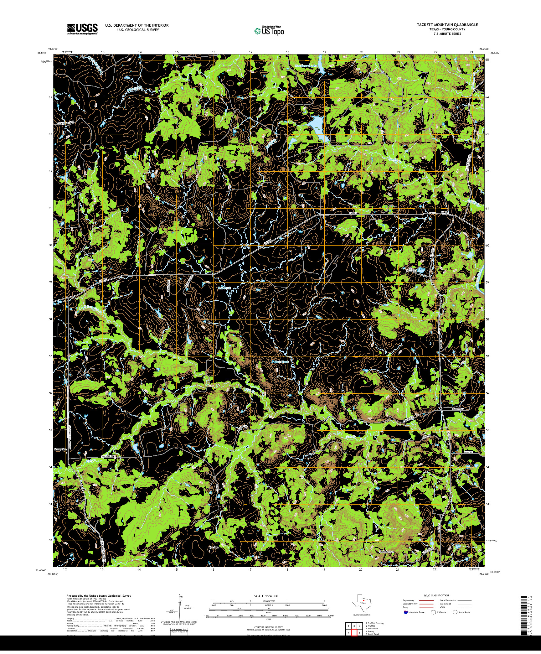 USGS US TOPO 7.5-MINUTE MAP FOR TACKETT MOUNTAIN, TX 2019