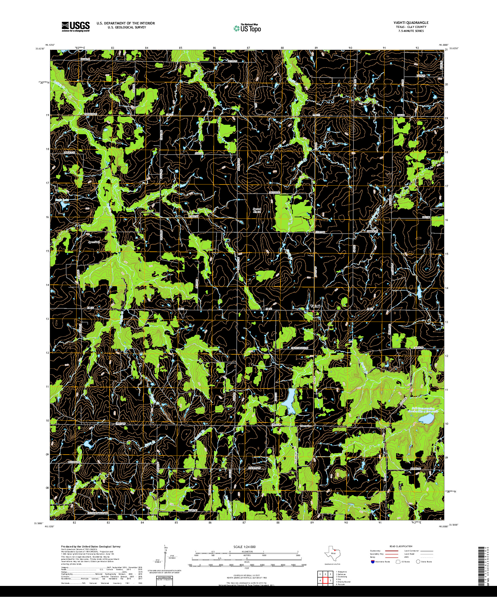 USGS US TOPO 7.5-MINUTE MAP FOR VASHTI, TX 2019