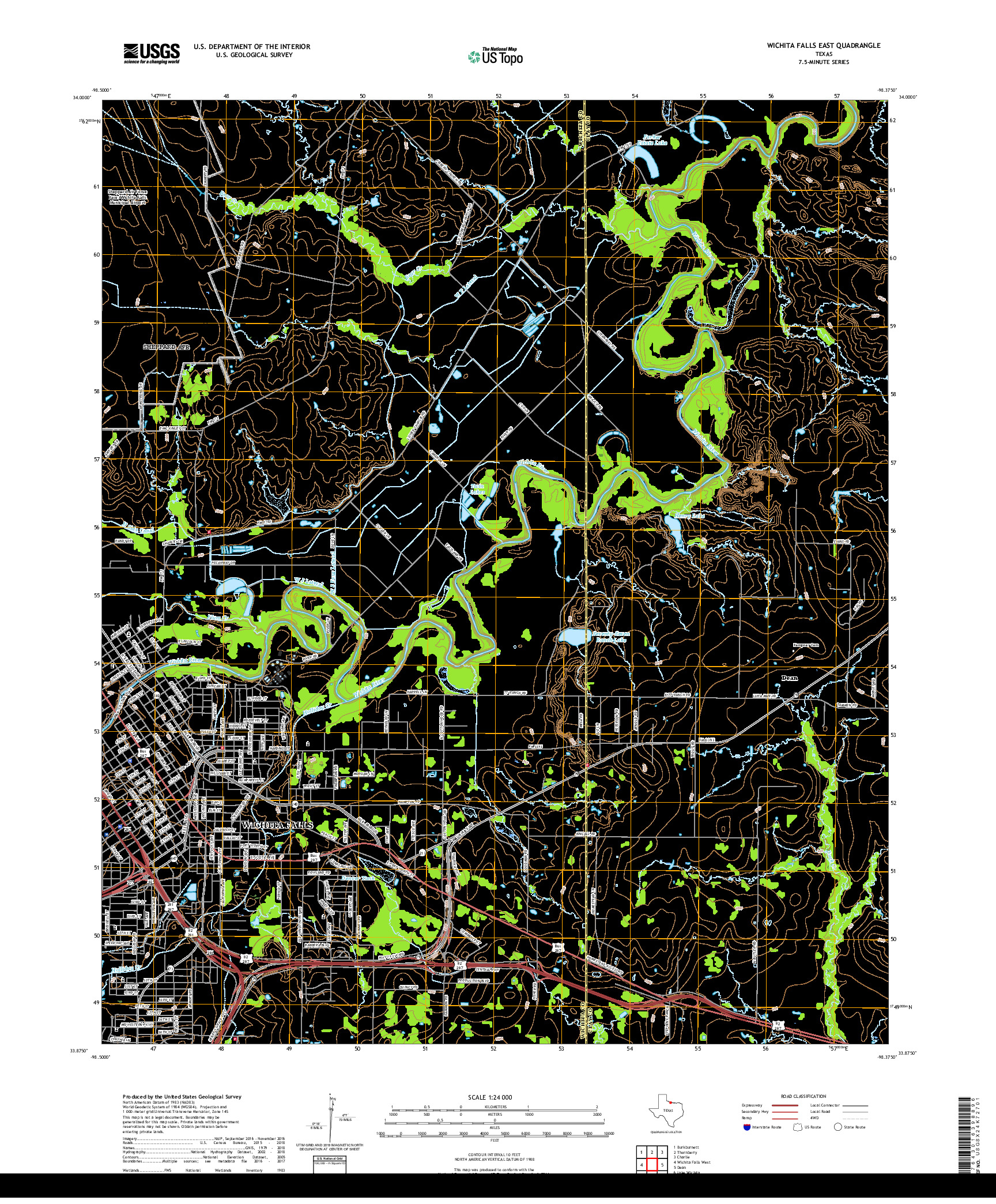 USGS US TOPO 7.5-MINUTE MAP FOR WICHITA FALLS EAST, TX 2019