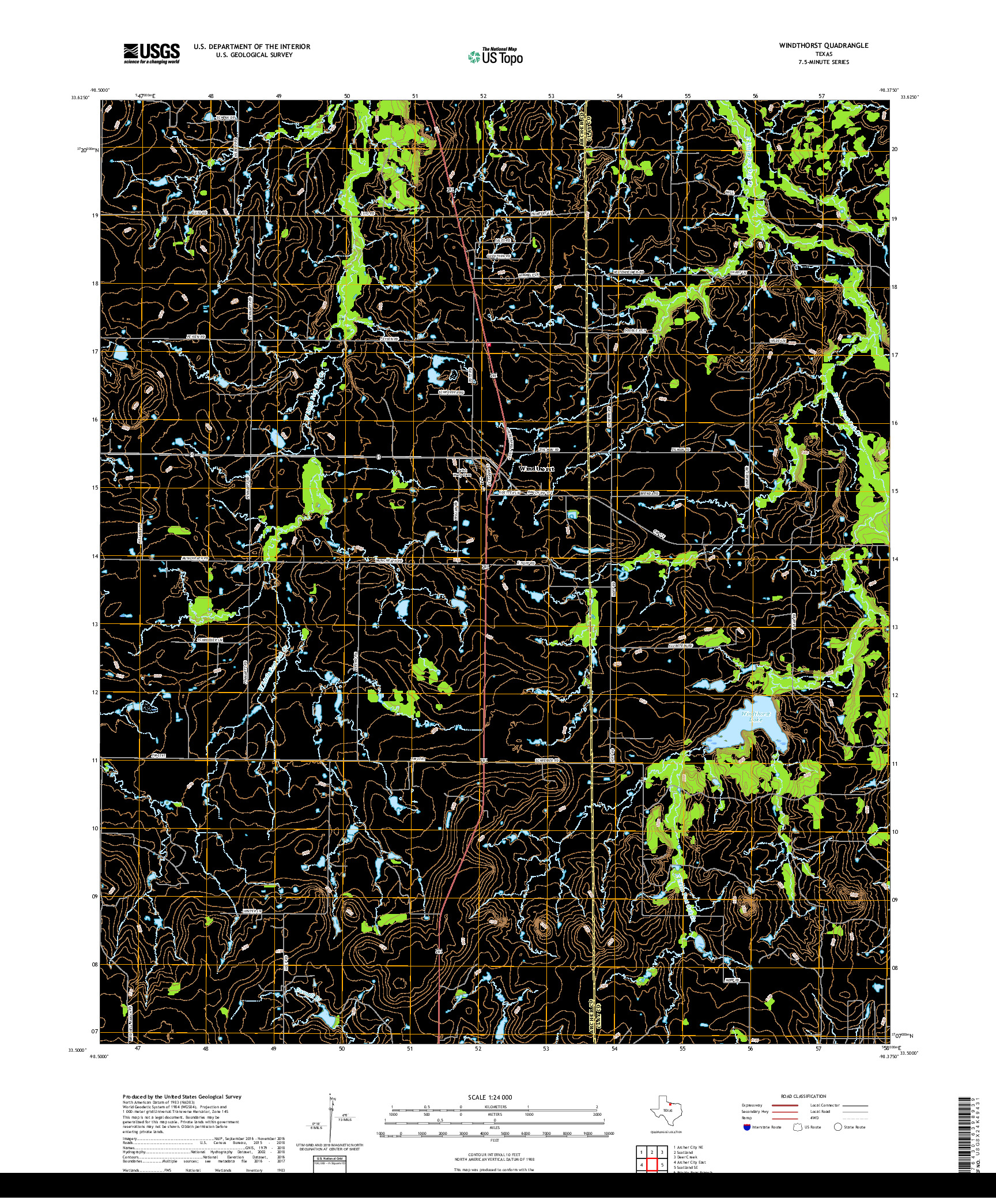 USGS US TOPO 7.5-MINUTE MAP FOR WINDTHORST, TX 2019