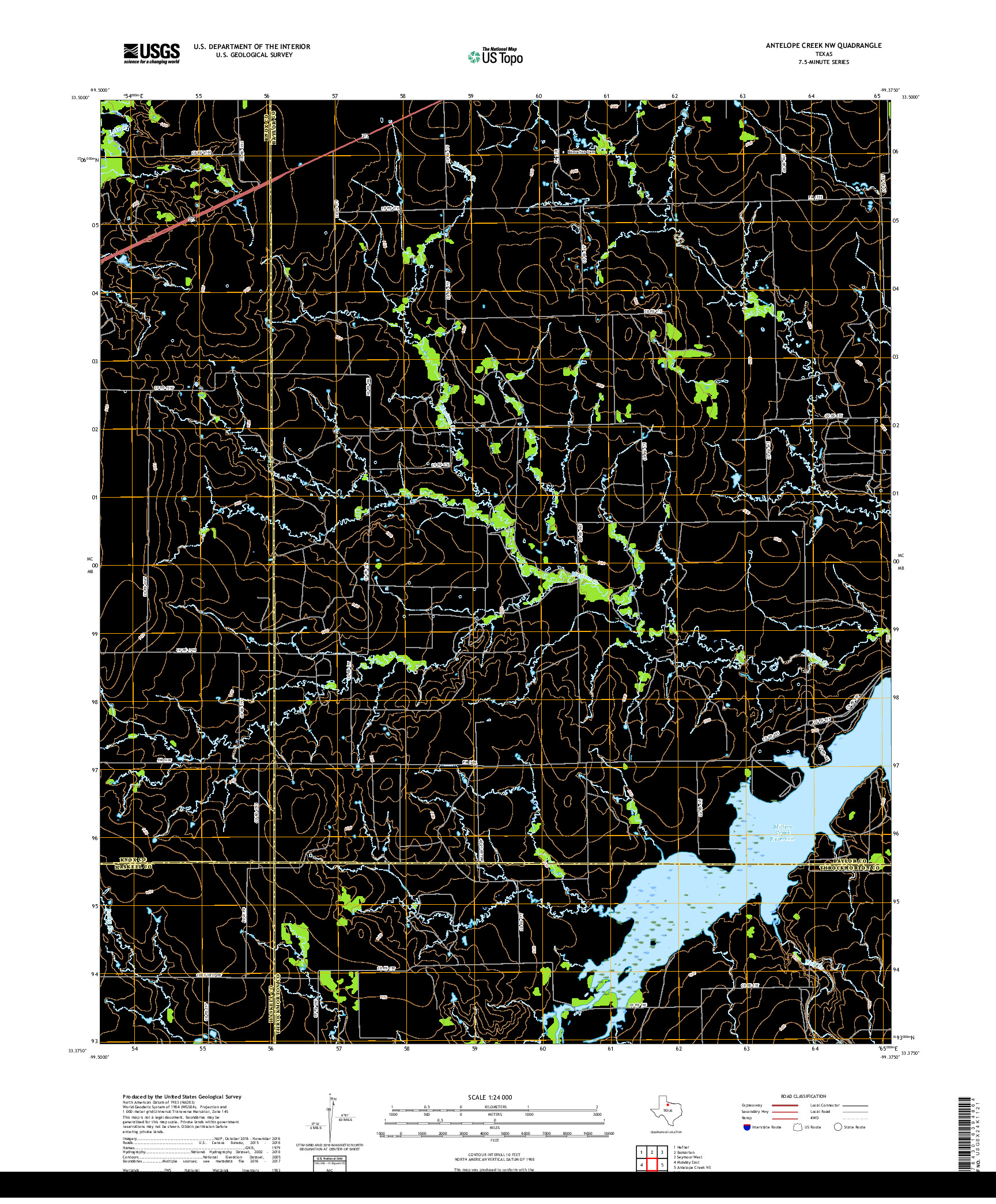 USGS US TOPO 7.5-MINUTE MAP FOR ANTELOPE CREEK NW, TX 2019