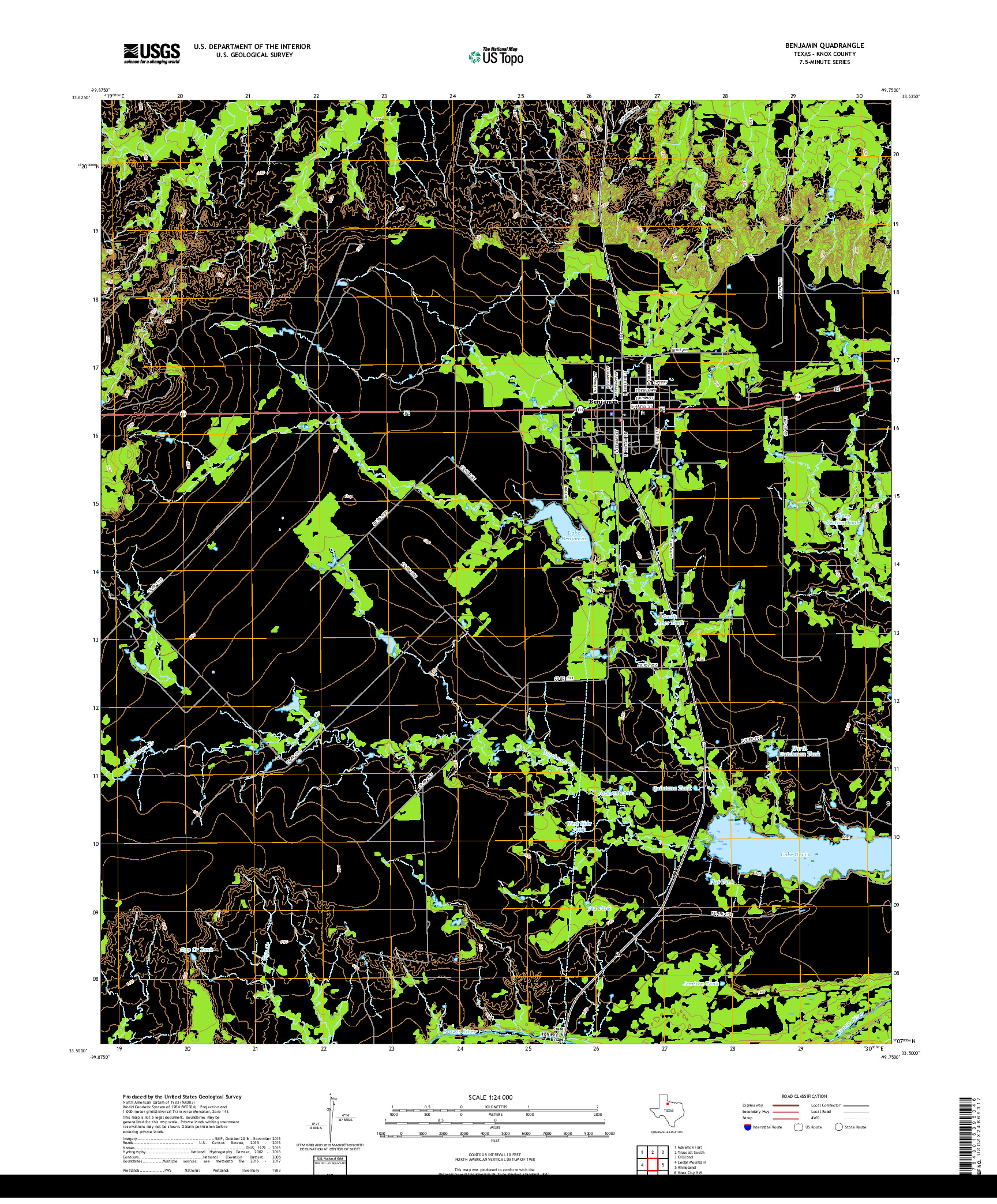 USGS US TOPO 7.5-MINUTE MAP FOR BENJAMIN, TX 2019