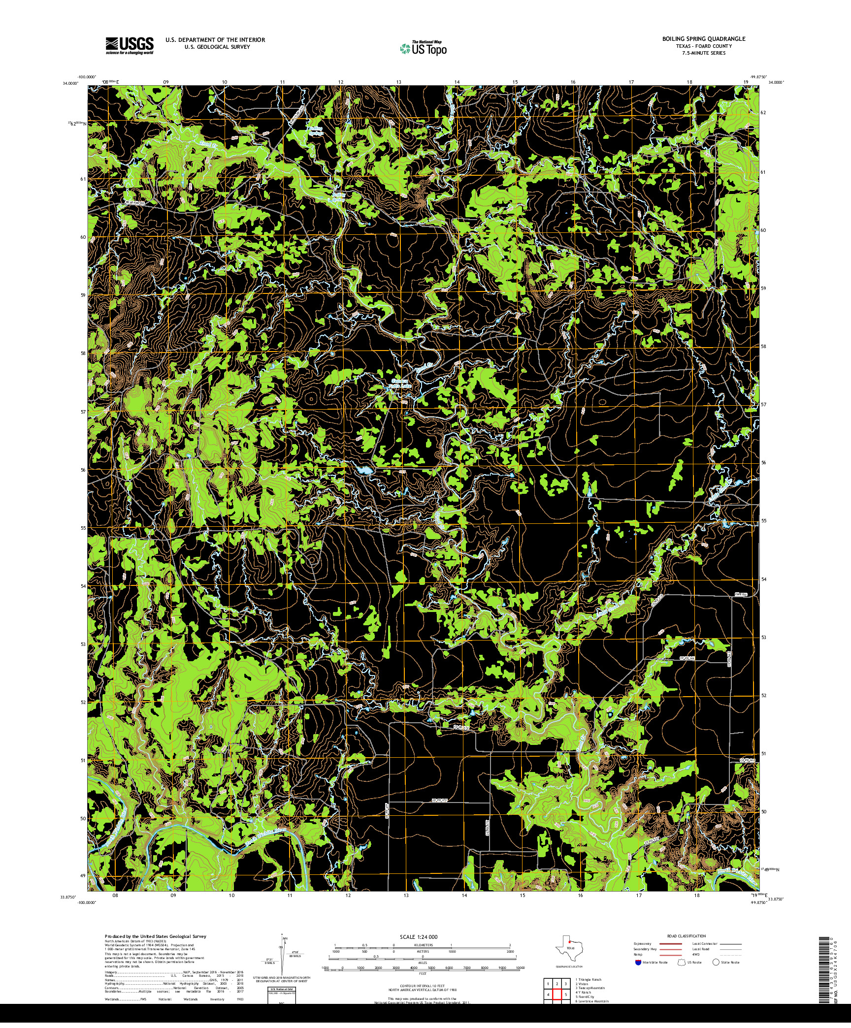 USGS US TOPO 7.5-MINUTE MAP FOR BOILING SPRING, TX 2019