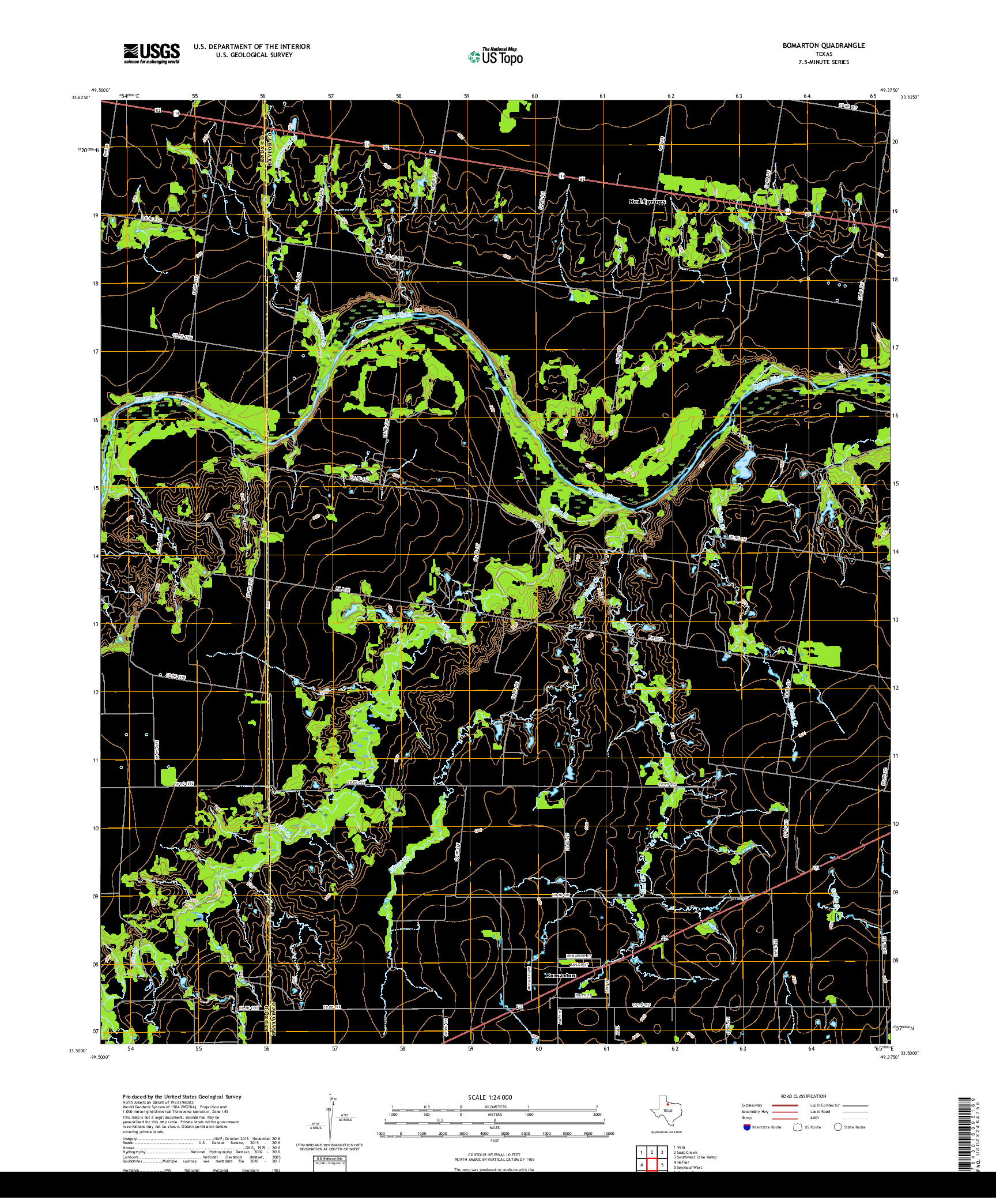 USGS US TOPO 7.5-MINUTE MAP FOR BOMARTON, TX 2019