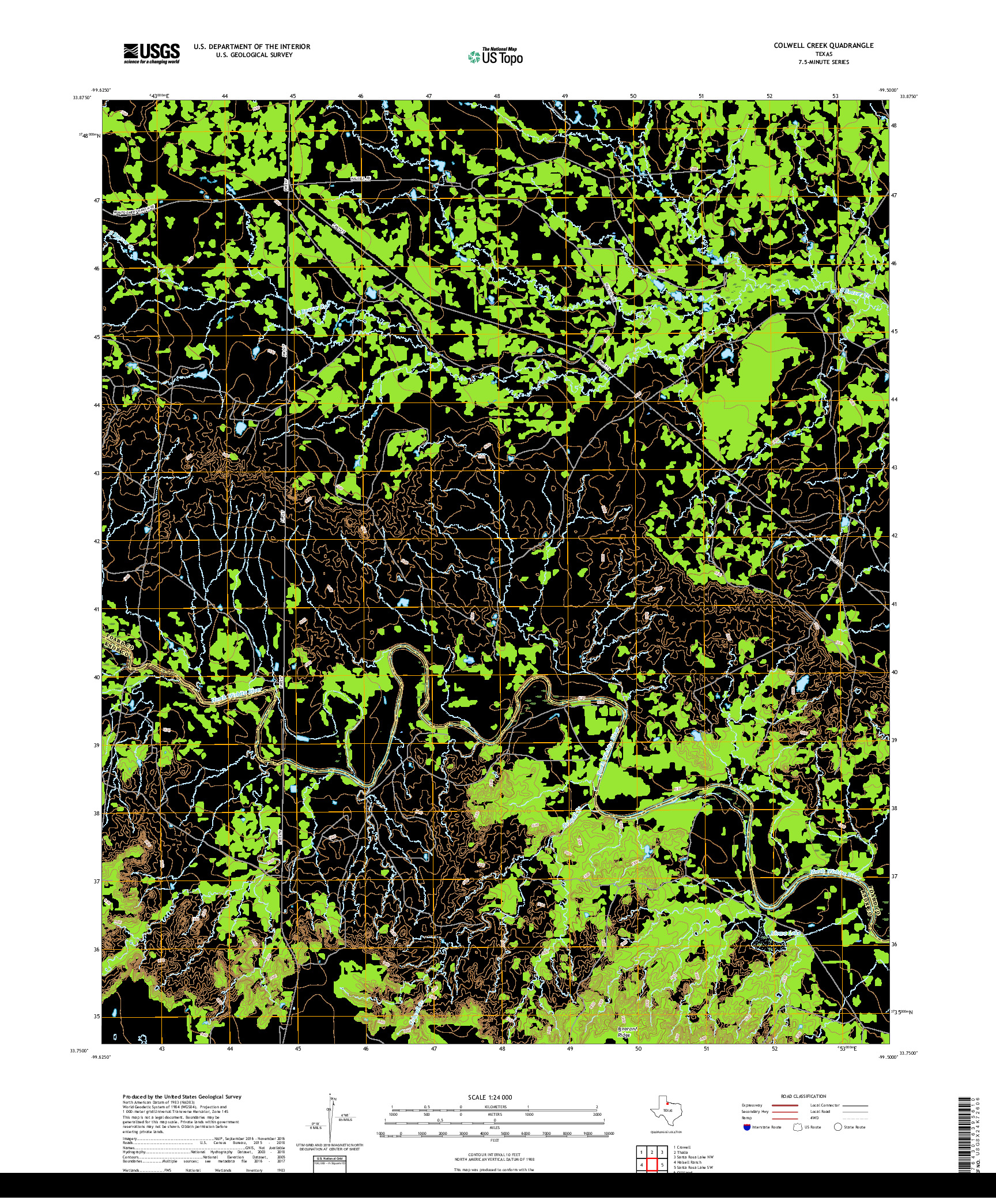 USGS US TOPO 7.5-MINUTE MAP FOR COLWELL CREEK, TX 2019