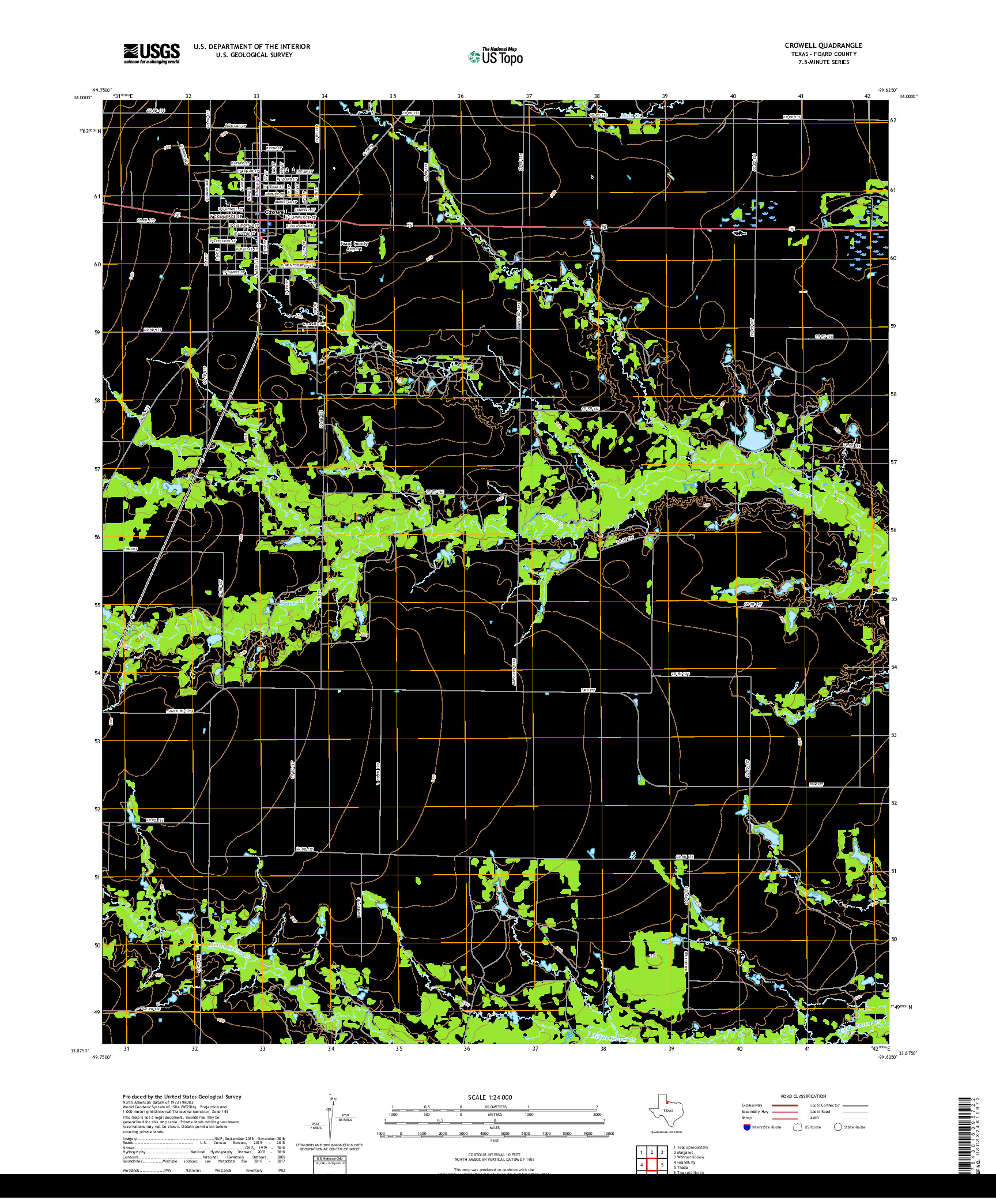 USGS US TOPO 7.5-MINUTE MAP FOR CROWELL, TX 2019