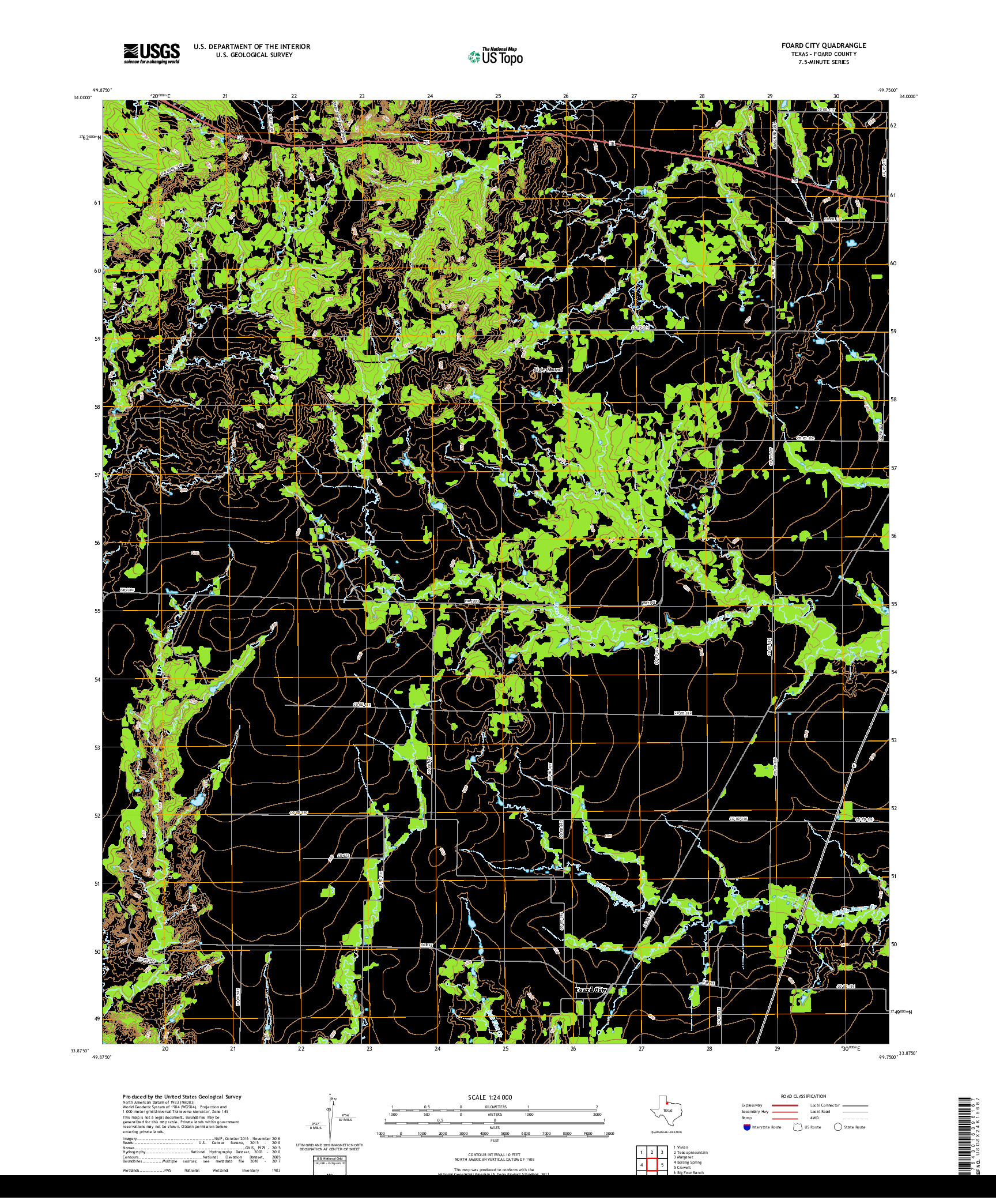USGS US TOPO 7.5-MINUTE MAP FOR FOARD CITY, TX 2019