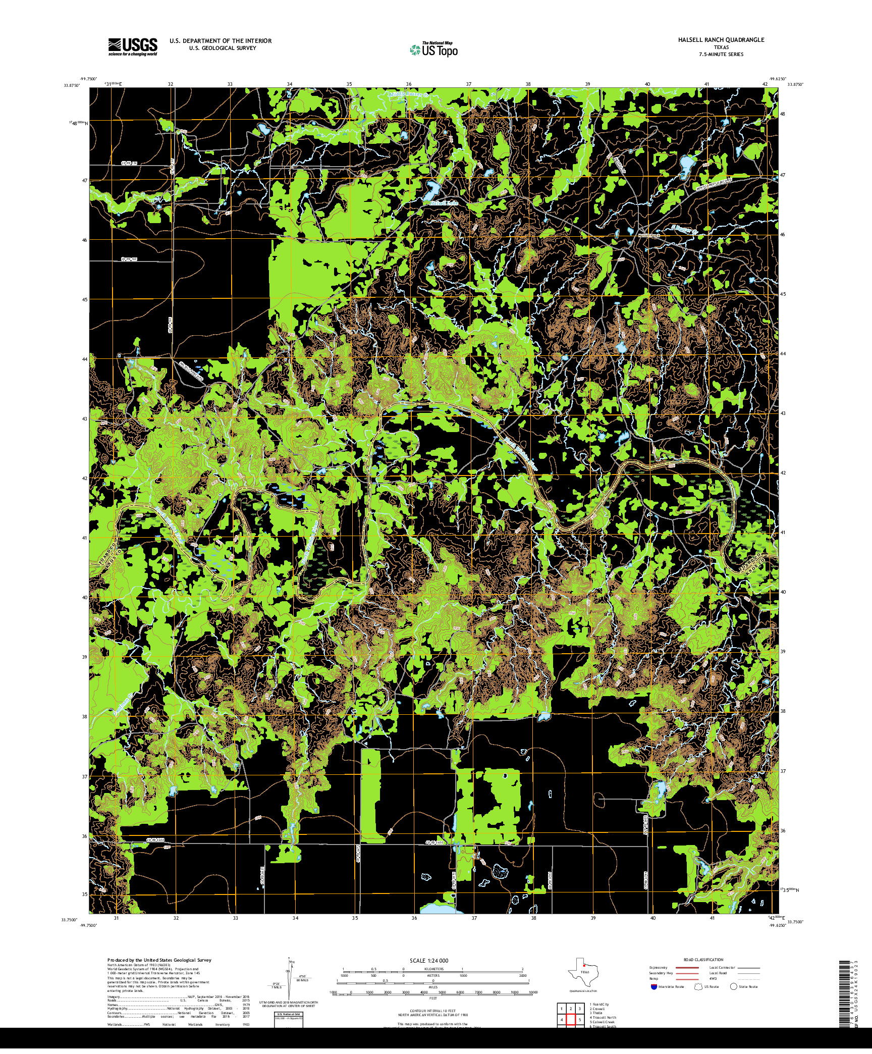 USGS US TOPO 7.5-MINUTE MAP FOR HALSELL RANCH, TX 2019