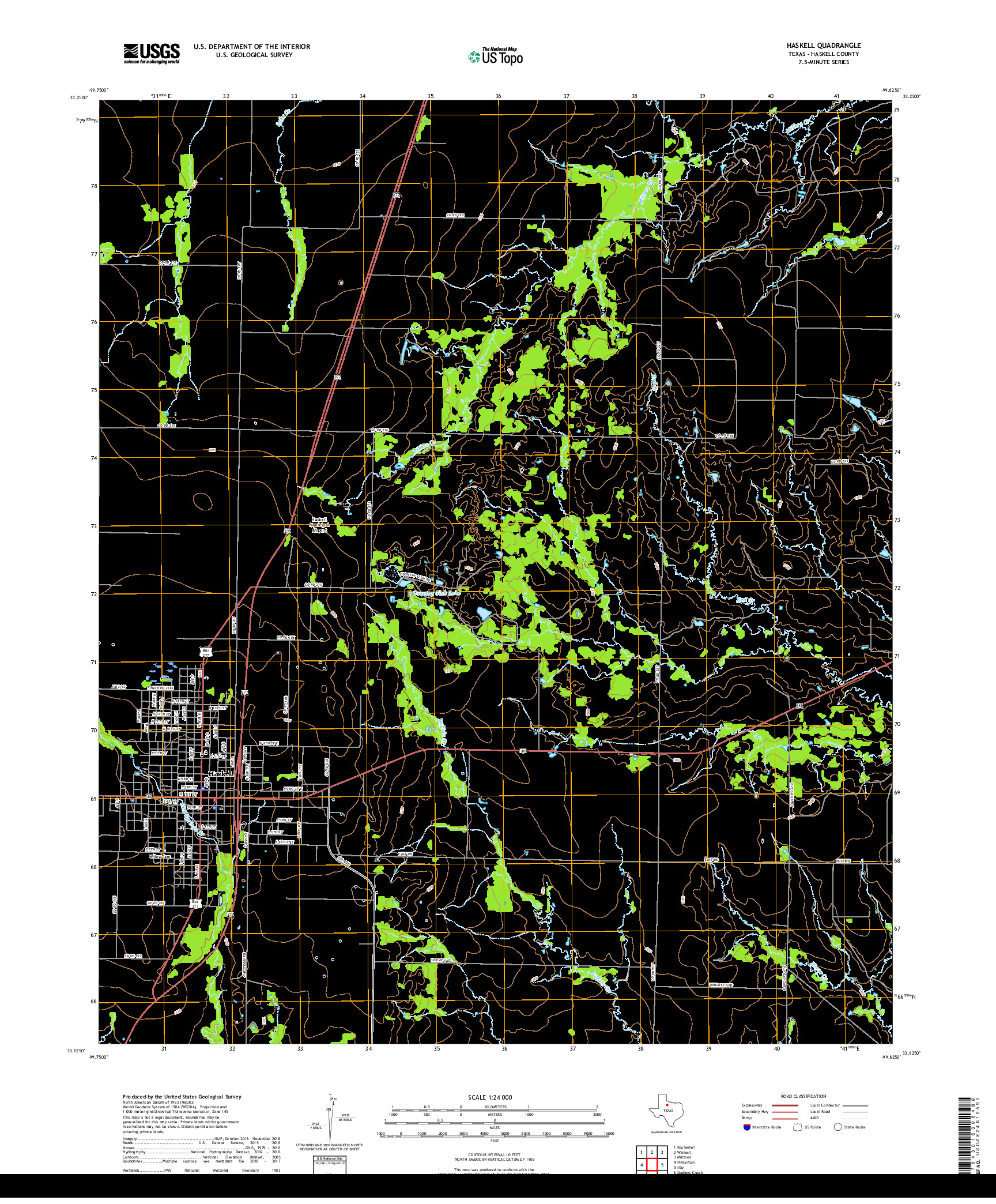 USGS US TOPO 7.5-MINUTE MAP FOR HASKELL, TX 2019