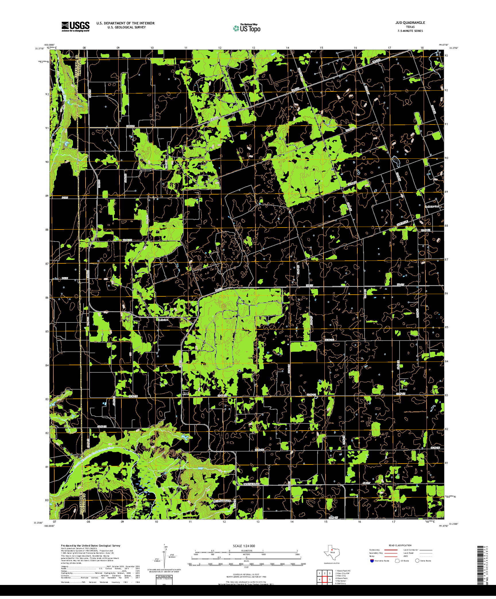 USGS US TOPO 7.5-MINUTE MAP FOR JUD, TX 2019