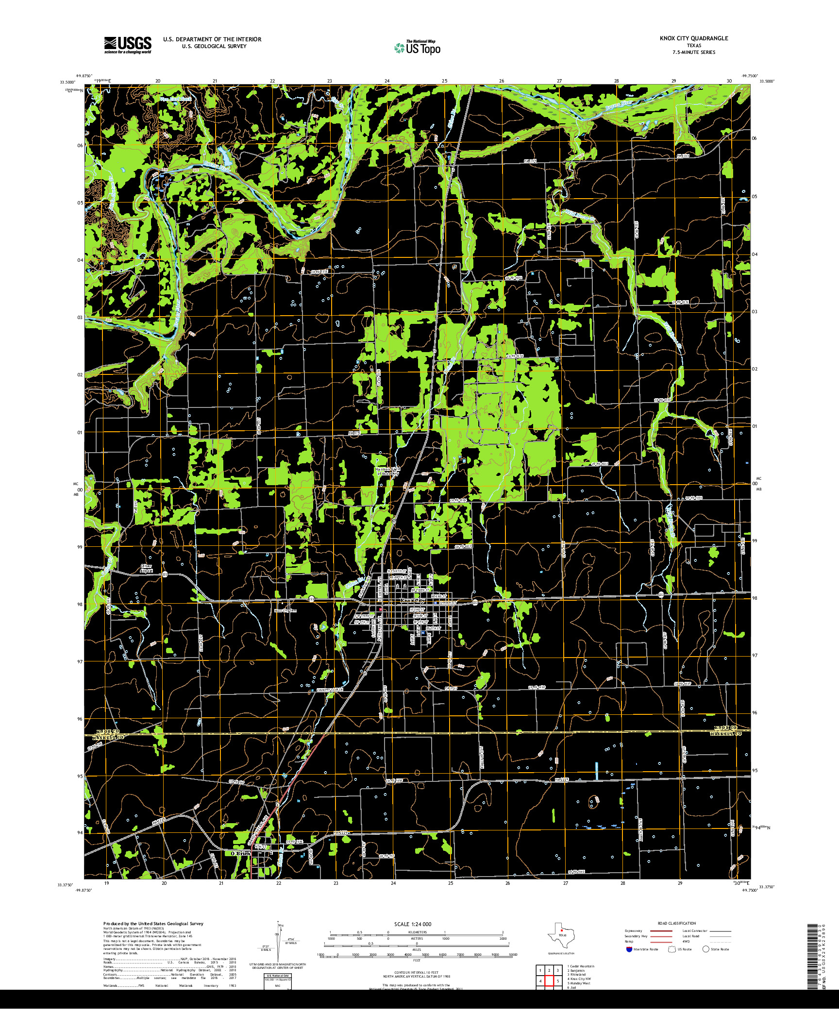 USGS US TOPO 7.5-MINUTE MAP FOR KNOX CITY, TX 2019