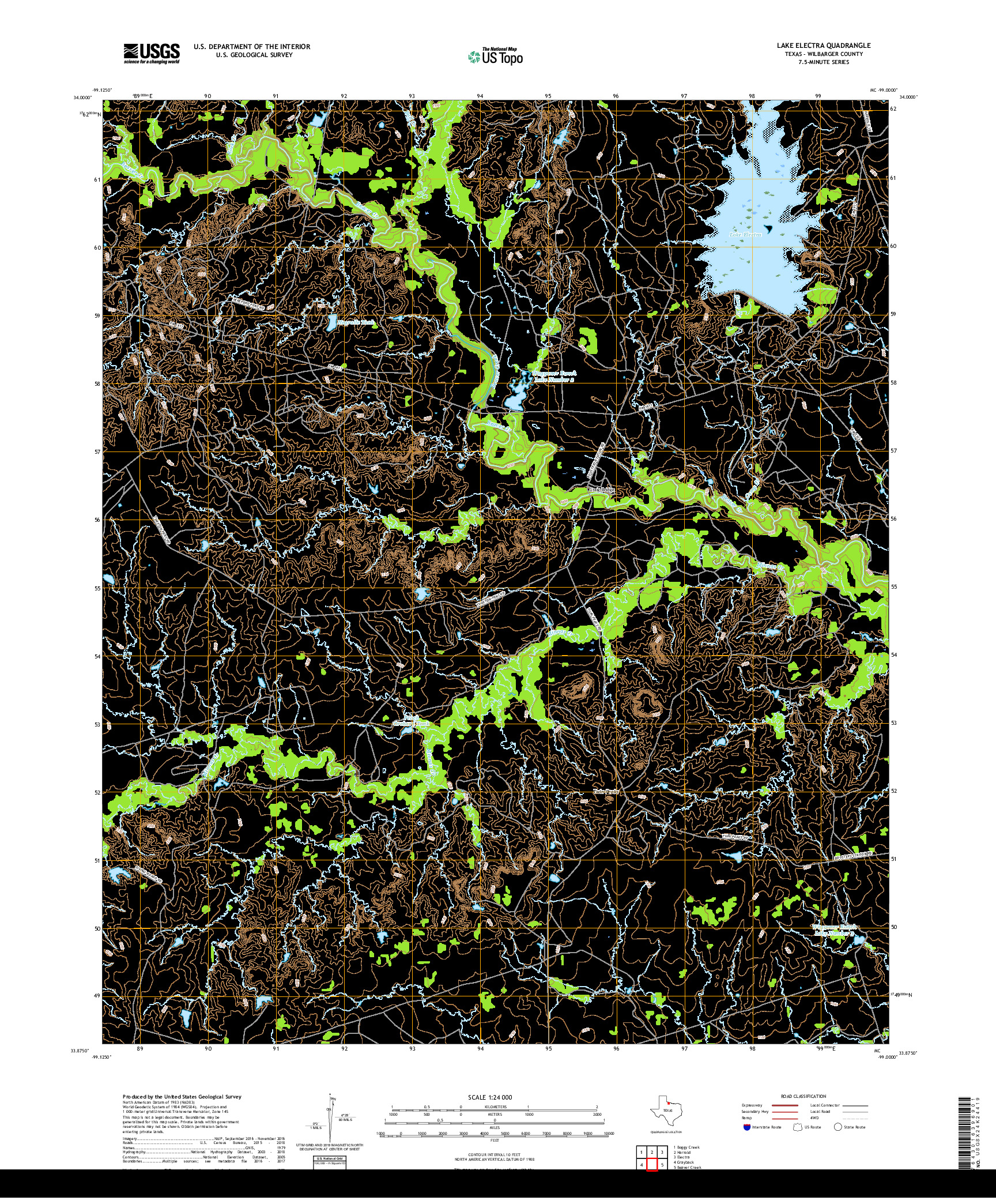 USGS US TOPO 7.5-MINUTE MAP FOR LAKE ELECTRA, TX 2019