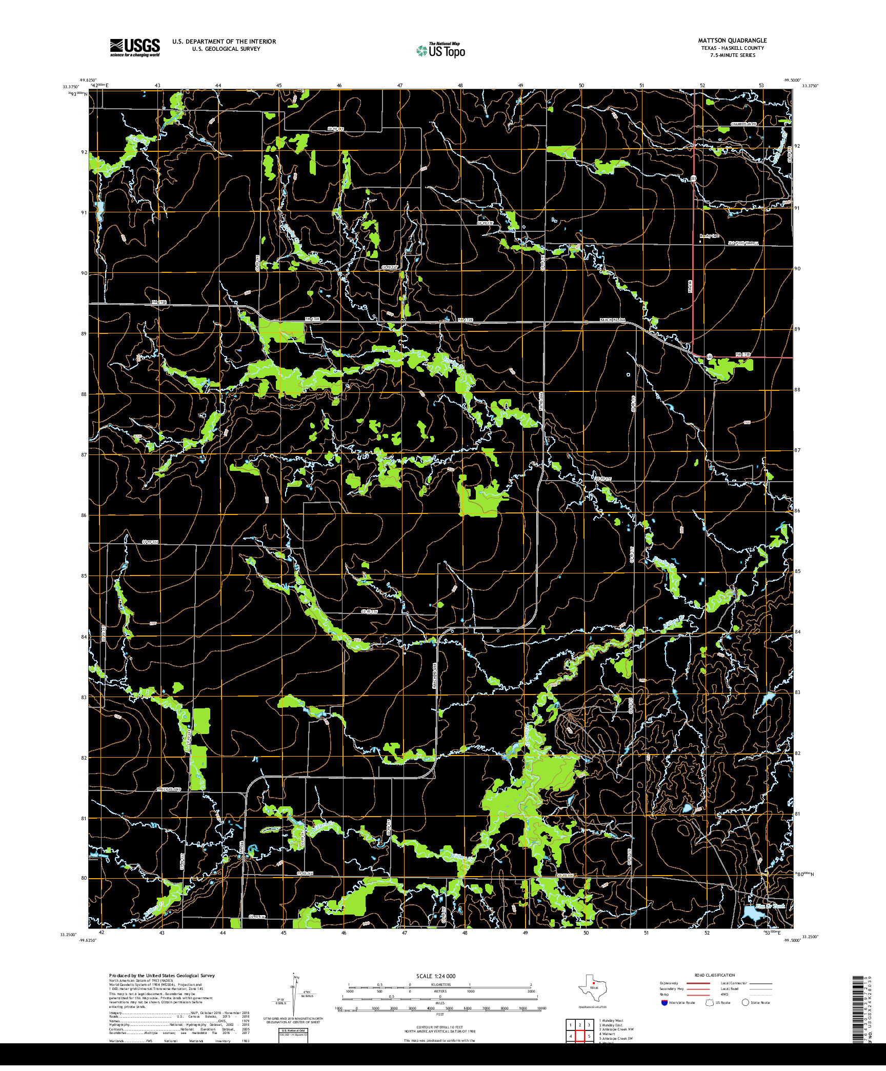 USGS US TOPO 7.5-MINUTE MAP FOR MATTSON, TX 2019