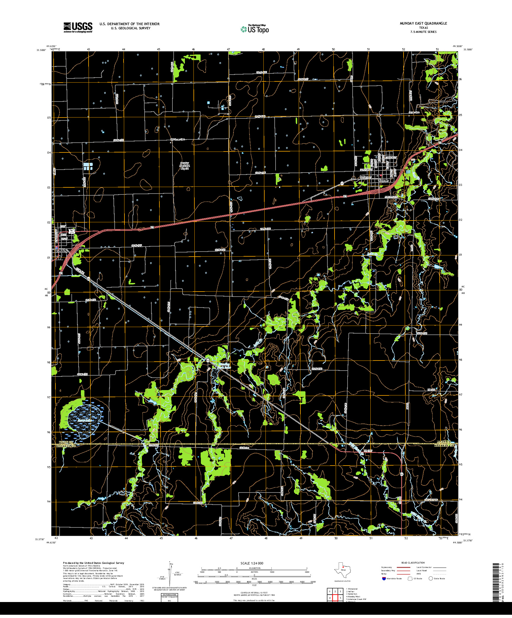 USGS US TOPO 7.5-MINUTE MAP FOR MUNDAY EAST, TX 2019