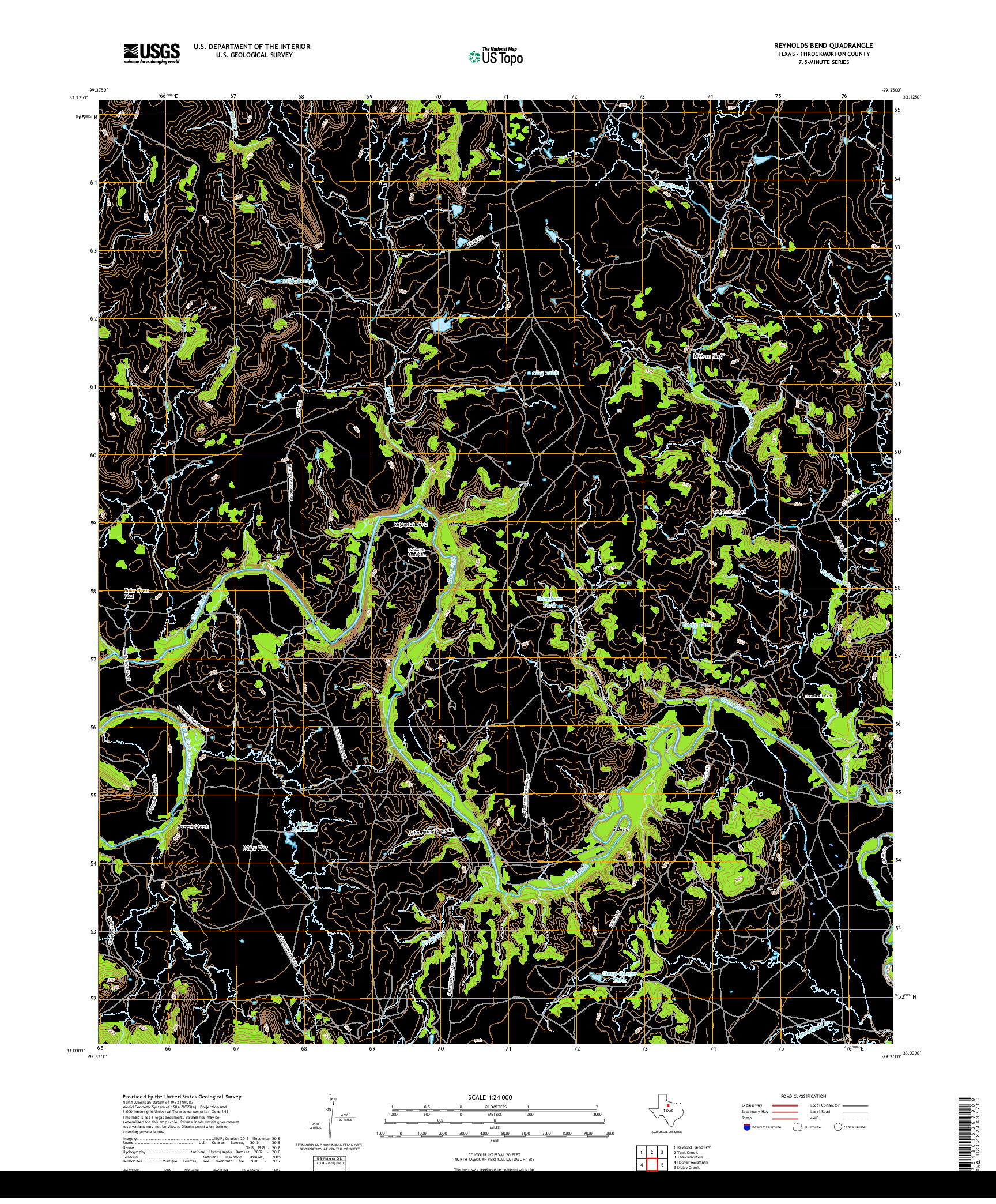 USGS US TOPO 7.5-MINUTE MAP FOR REYNOLDS BEND, TX 2019