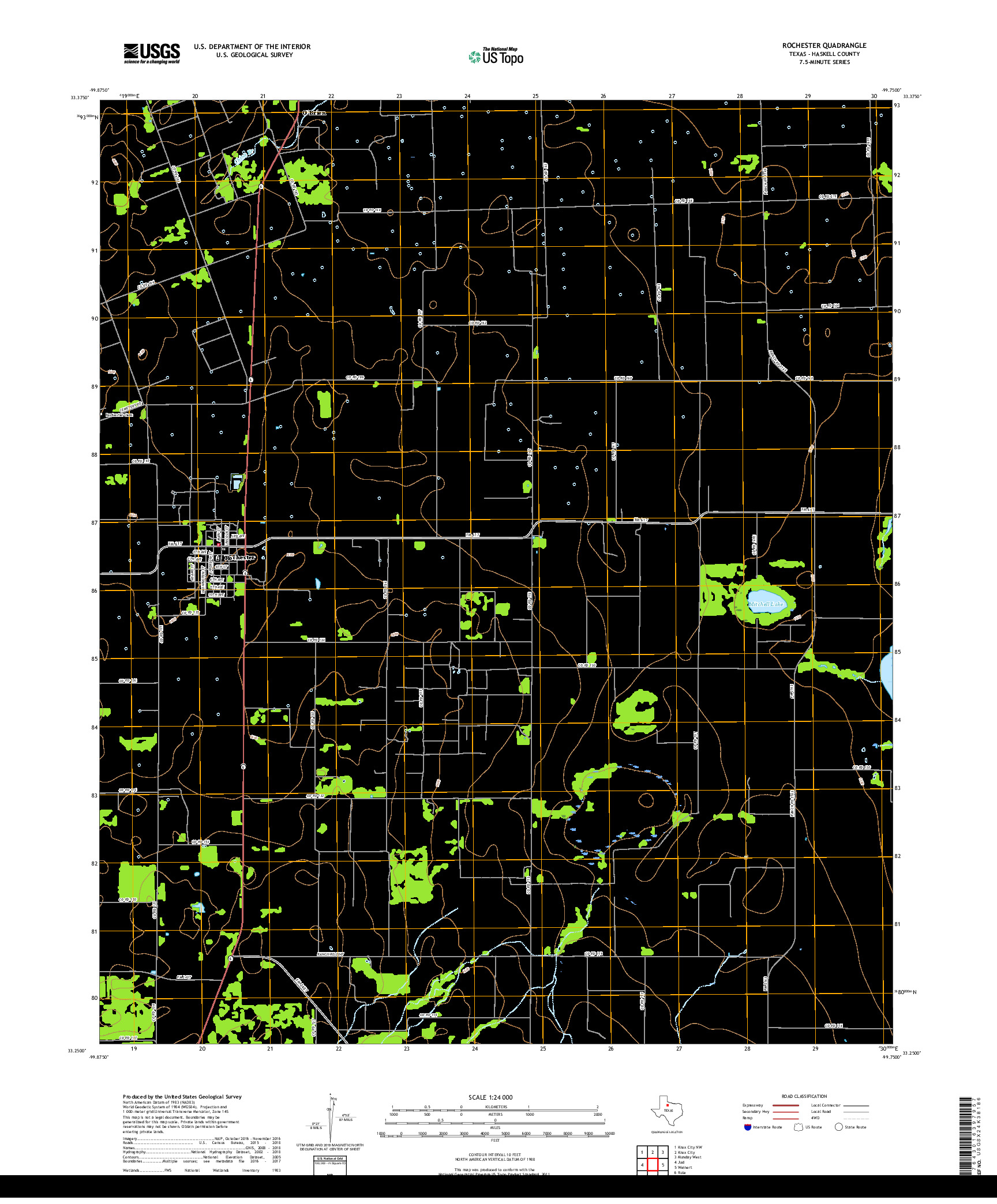 USGS US TOPO 7.5-MINUTE MAP FOR ROCHESTER, TX 2019