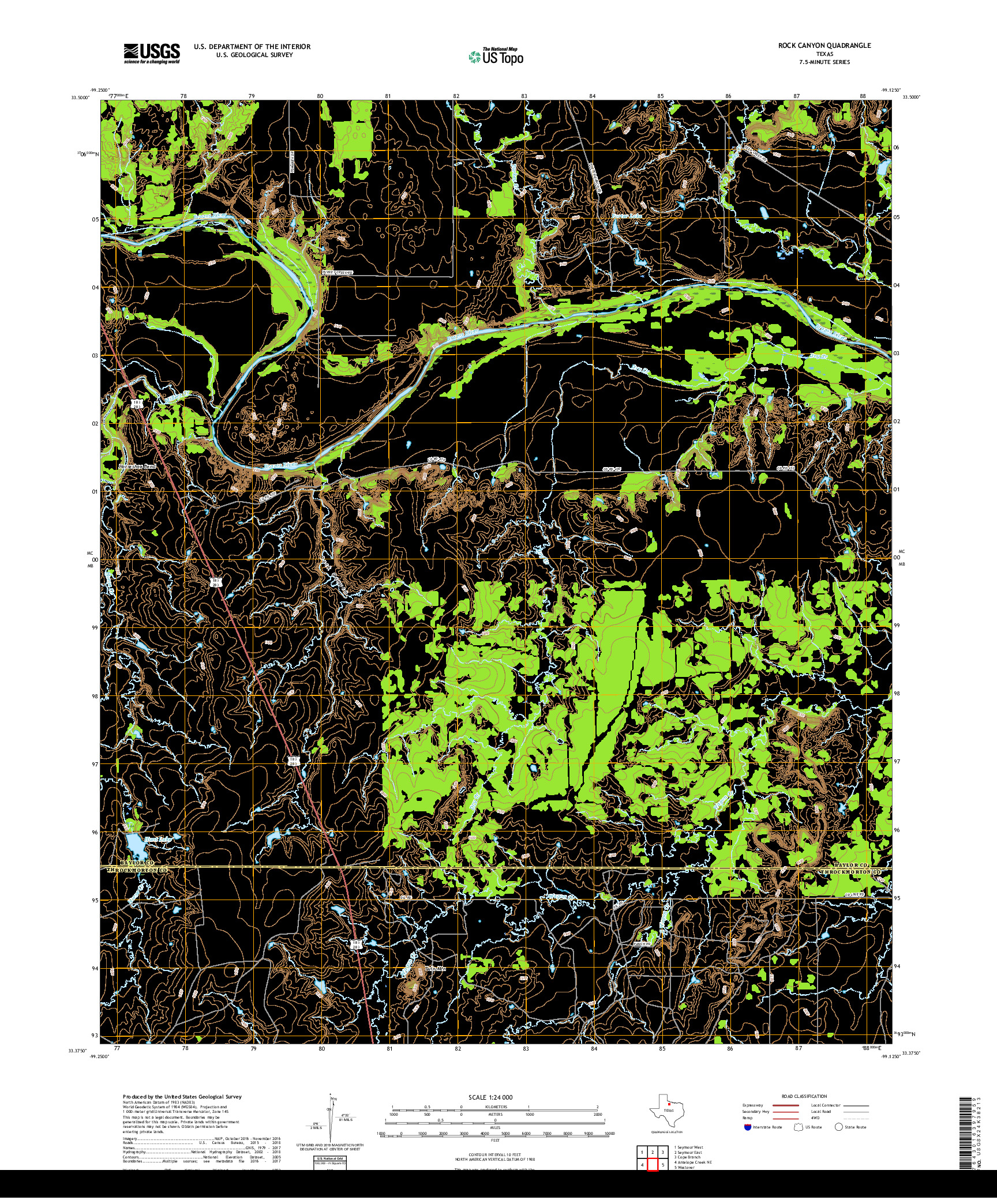 USGS US TOPO 7.5-MINUTE MAP FOR ROCK CANYON, TX 2019