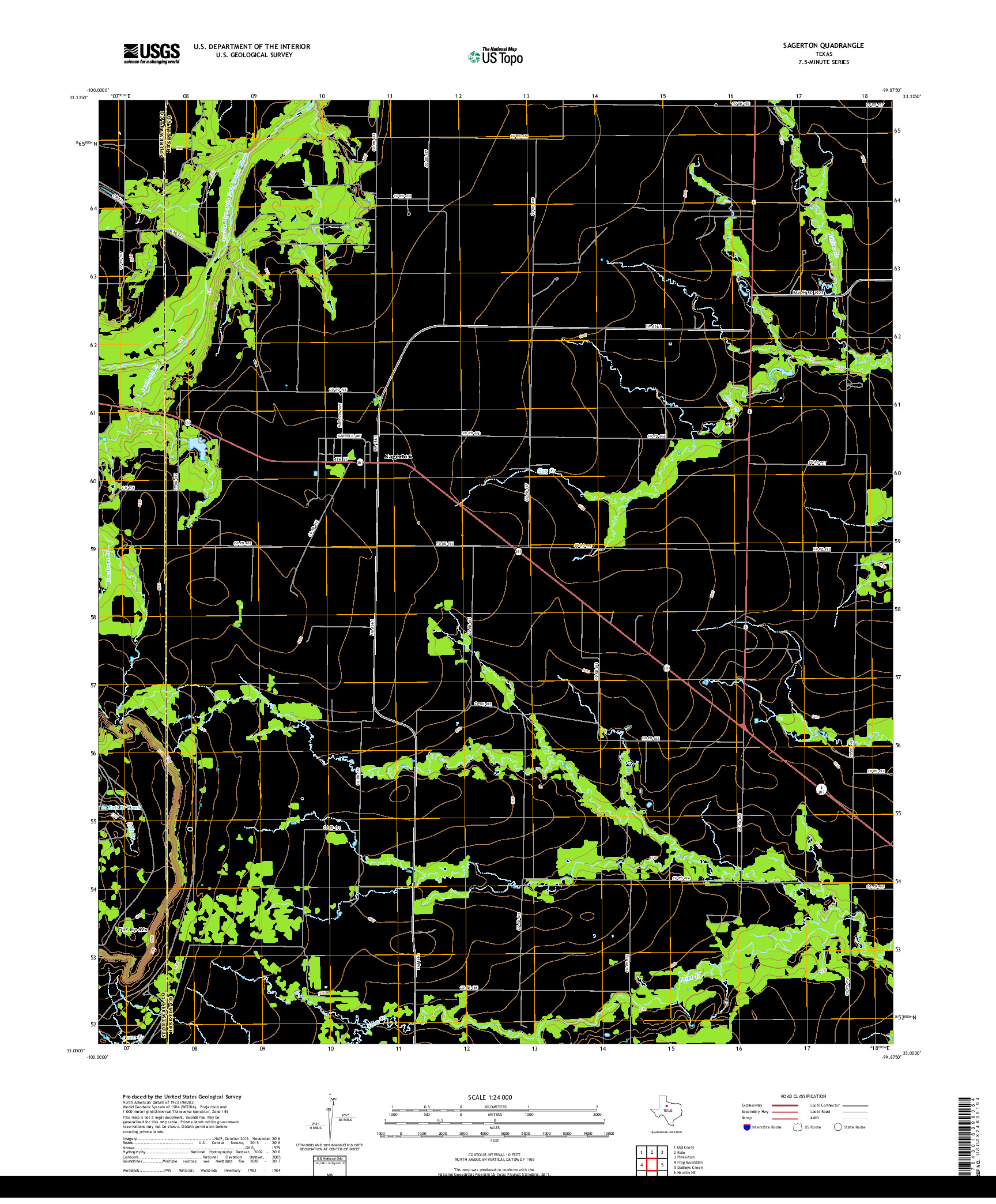 USGS US TOPO 7.5-MINUTE MAP FOR SAGERTON, TX 2019