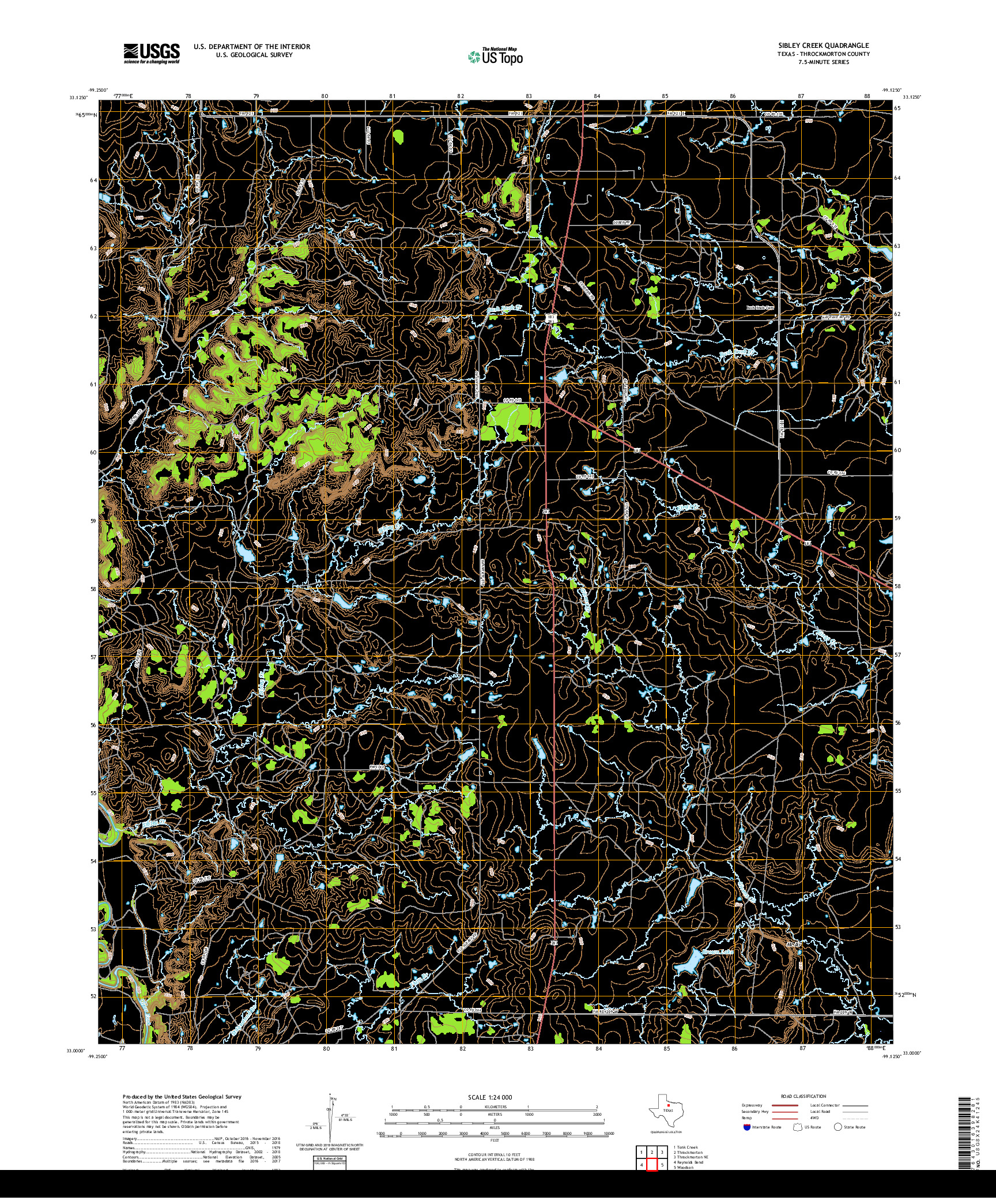 USGS US TOPO 7.5-MINUTE MAP FOR SIBLEY CREEK, TX 2019