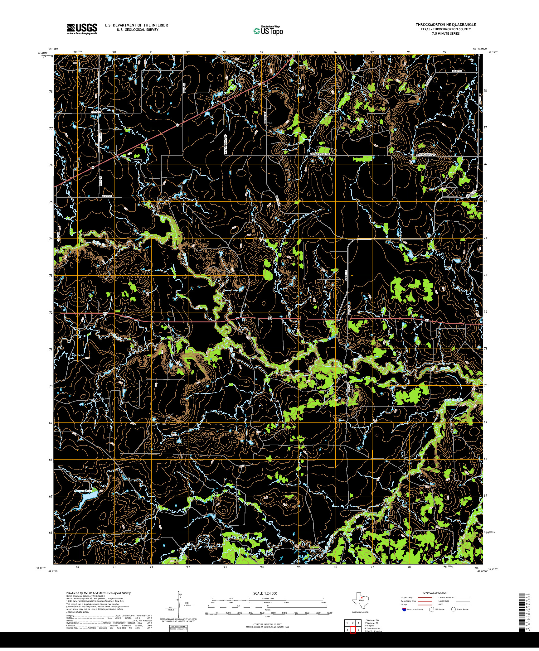 USGS US TOPO 7.5-MINUTE MAP FOR THROCKMORTON NE, TX 2019