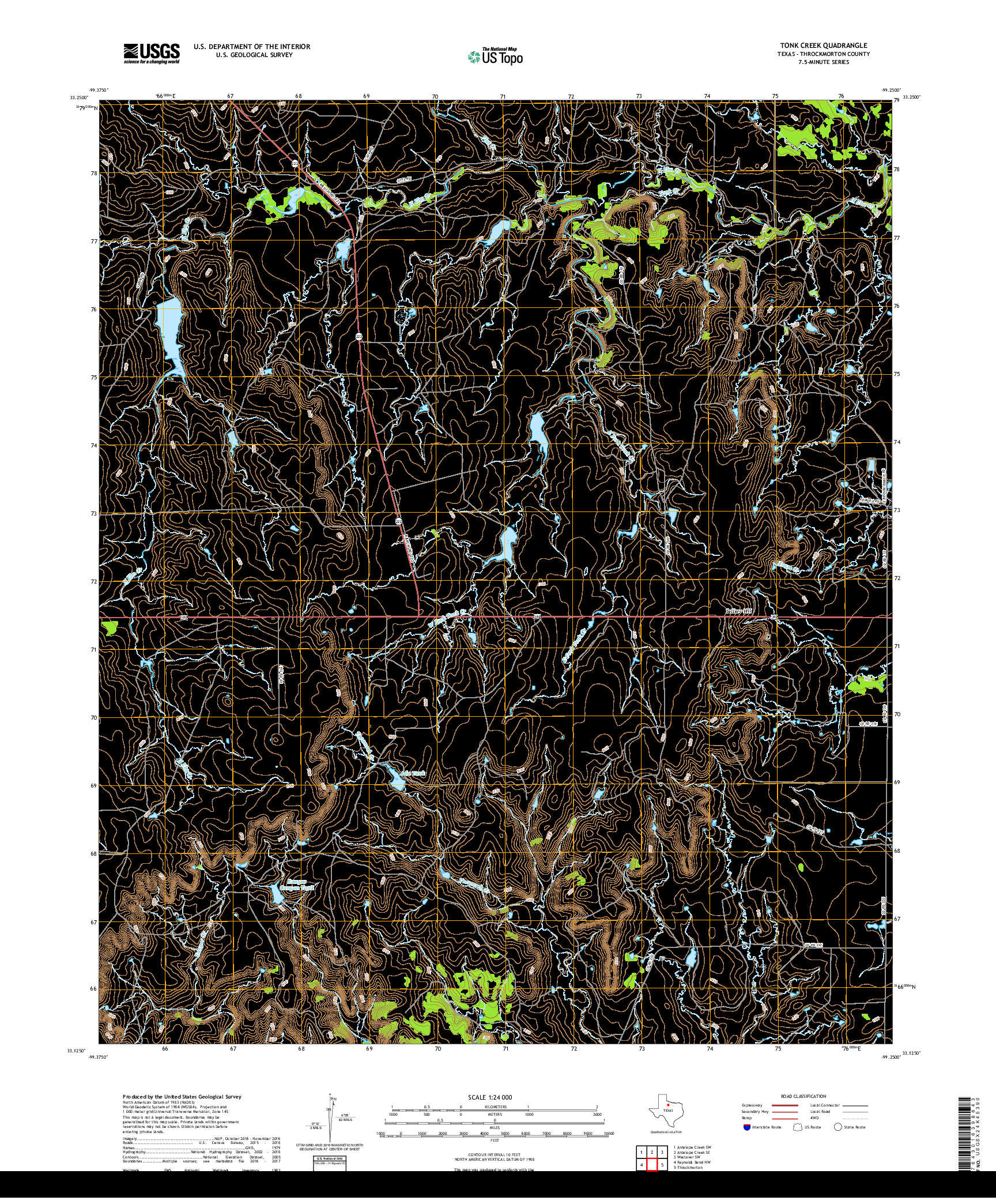 USGS US TOPO 7.5-MINUTE MAP FOR TONK CREEK, TX 2019