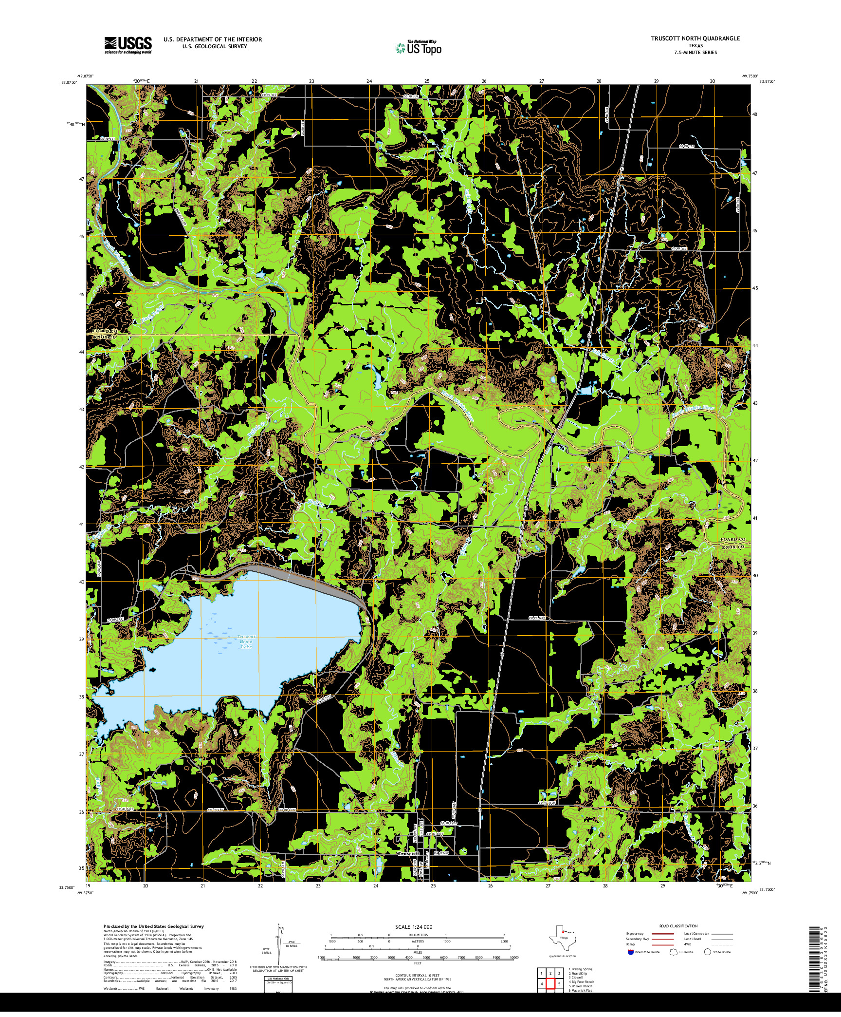 USGS US TOPO 7.5-MINUTE MAP FOR TRUSCOTT NORTH, TX 2019