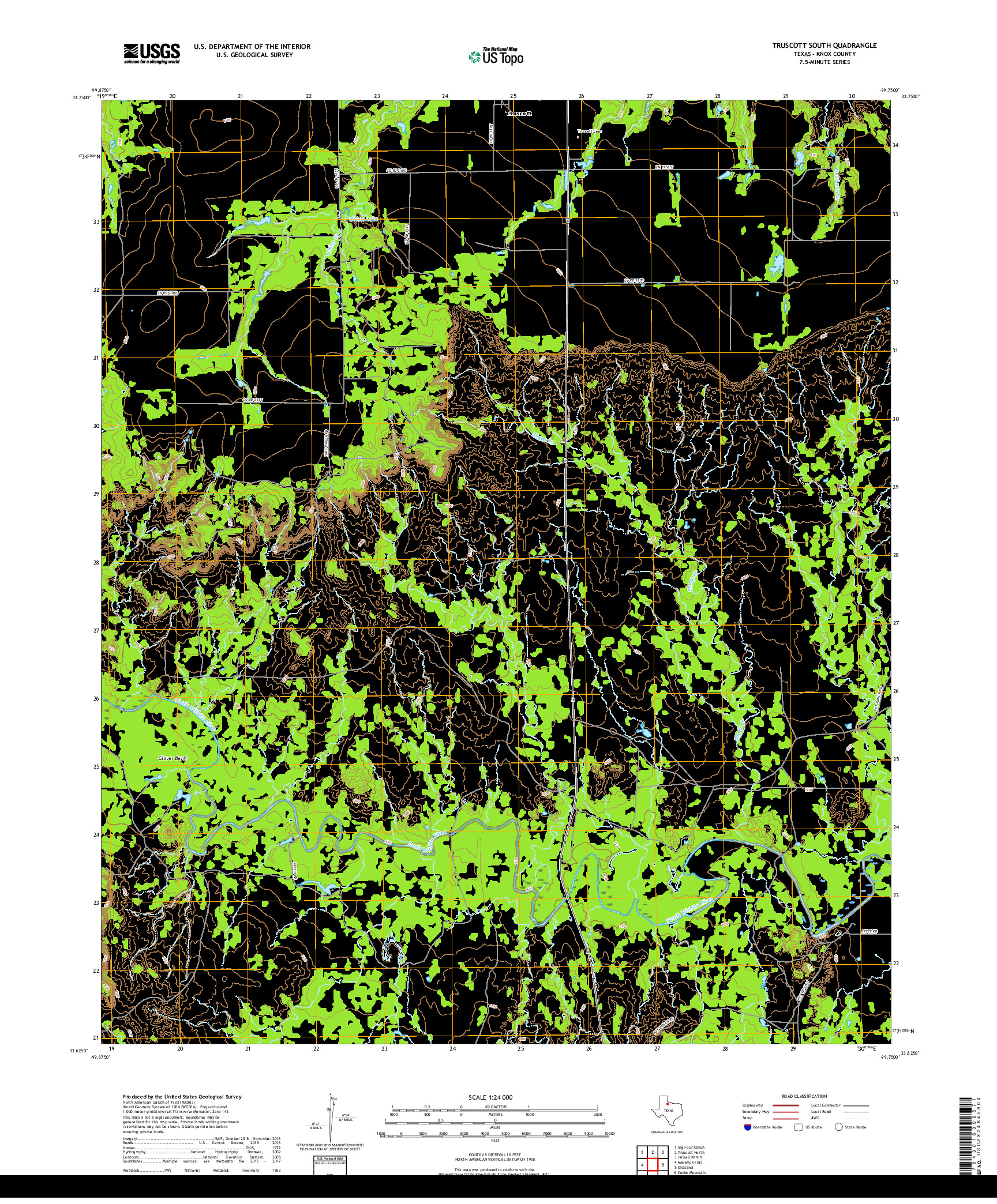 USGS US TOPO 7.5-MINUTE MAP FOR TRUSCOTT SOUTH, TX 2019