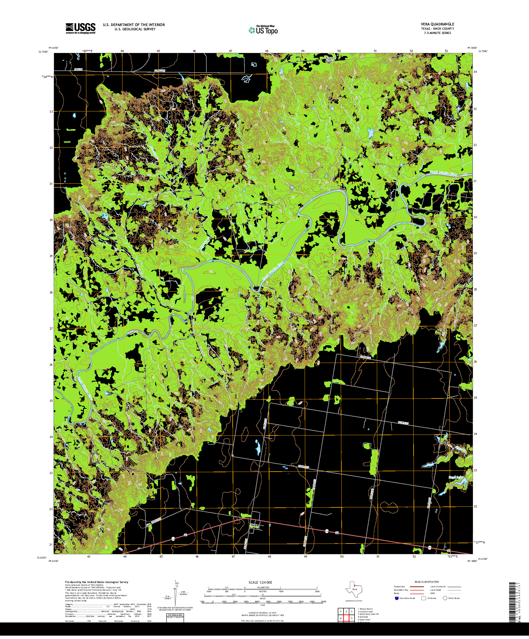 USGS US TOPO 7.5-MINUTE MAP FOR VERA, TX 2019