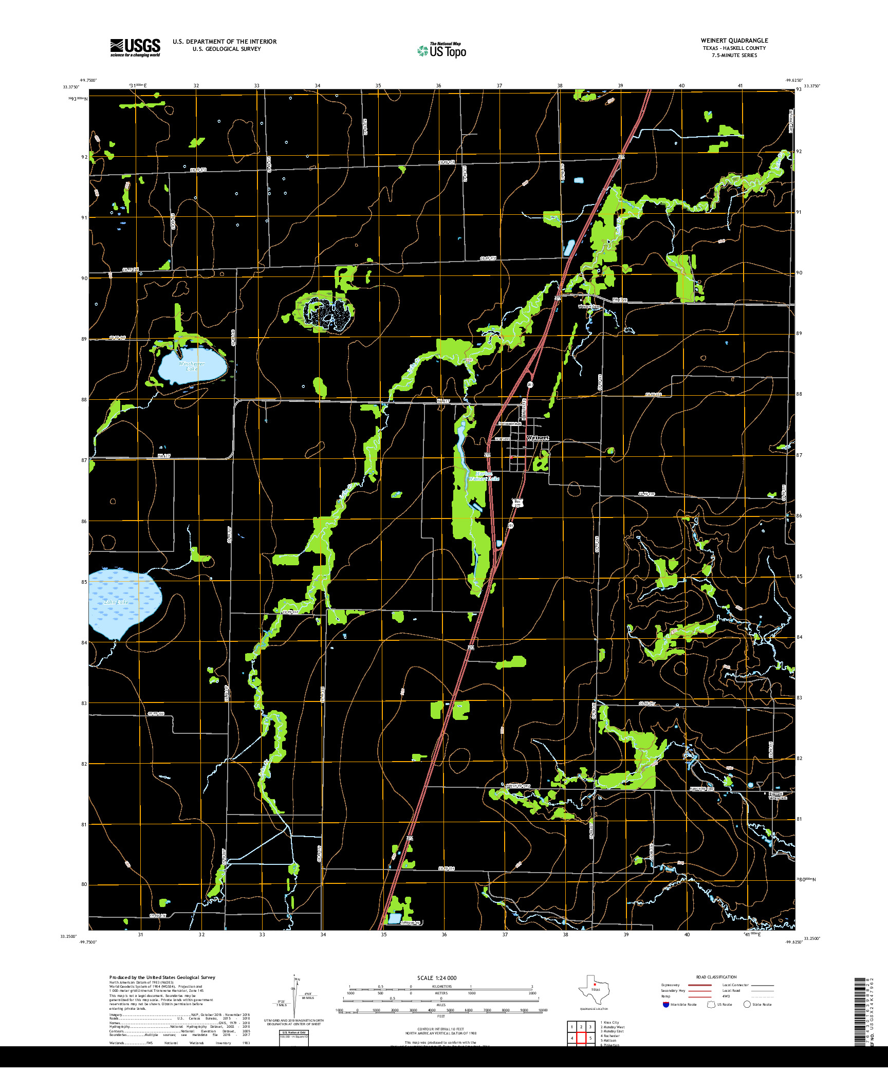 USGS US TOPO 7.5-MINUTE MAP FOR WEINERT, TX 2019