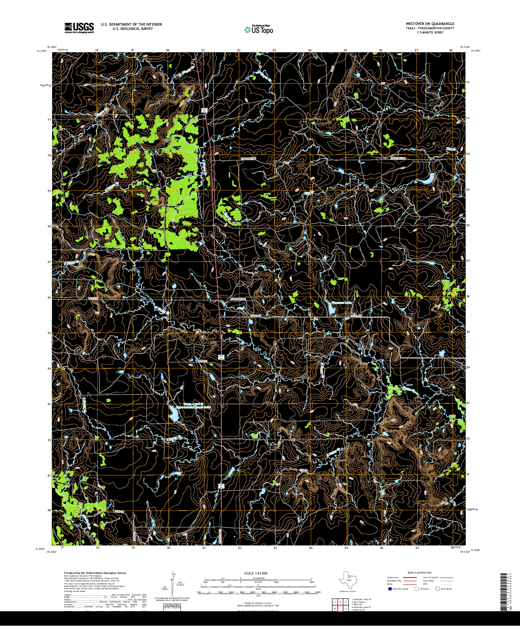 USGS US TOPO 7.5-MINUTE MAP FOR WESTOVER SW, TX 2019