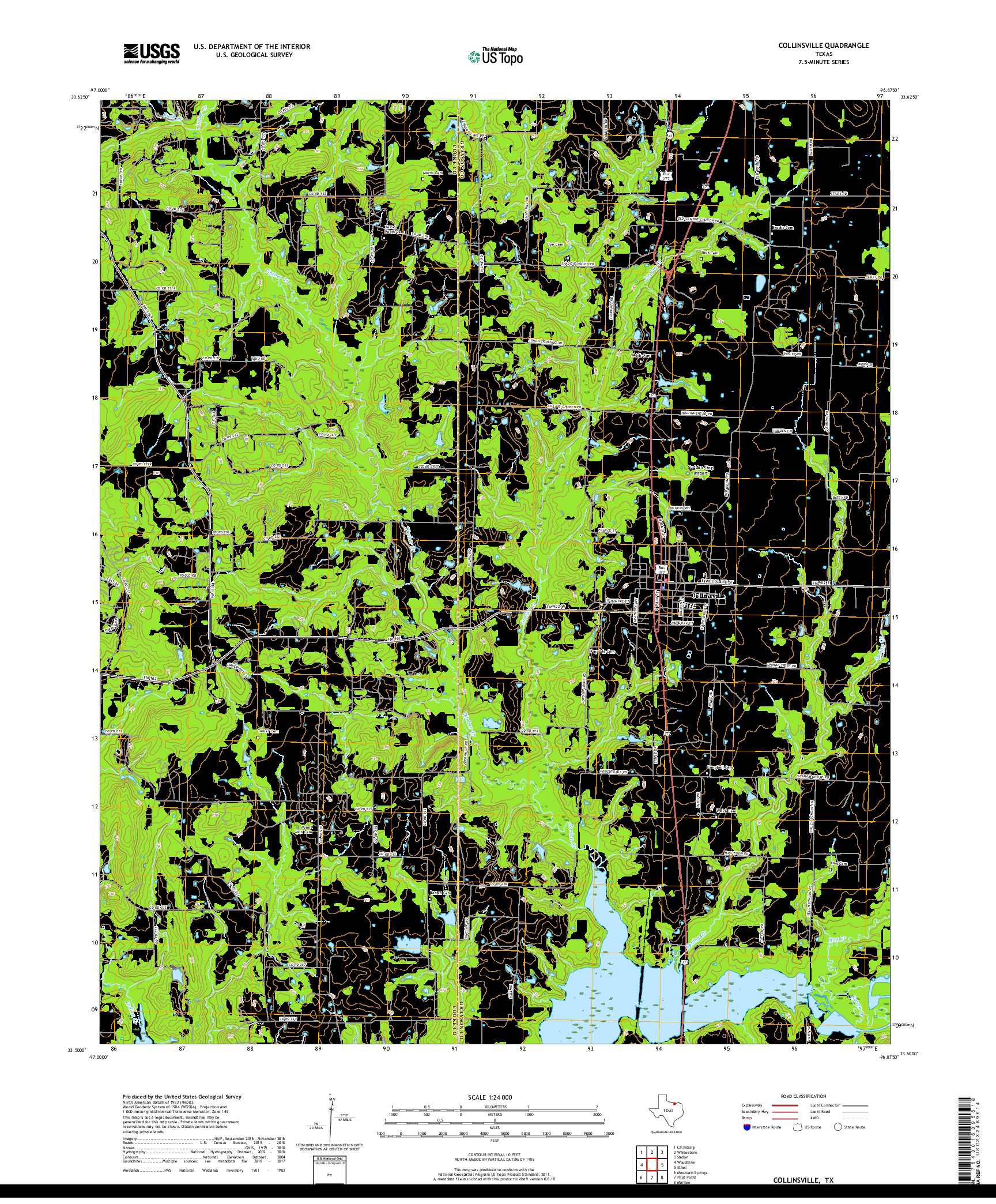 USGS US TOPO 7.5-MINUTE MAP FOR COLLINSVILLE, TX 2019