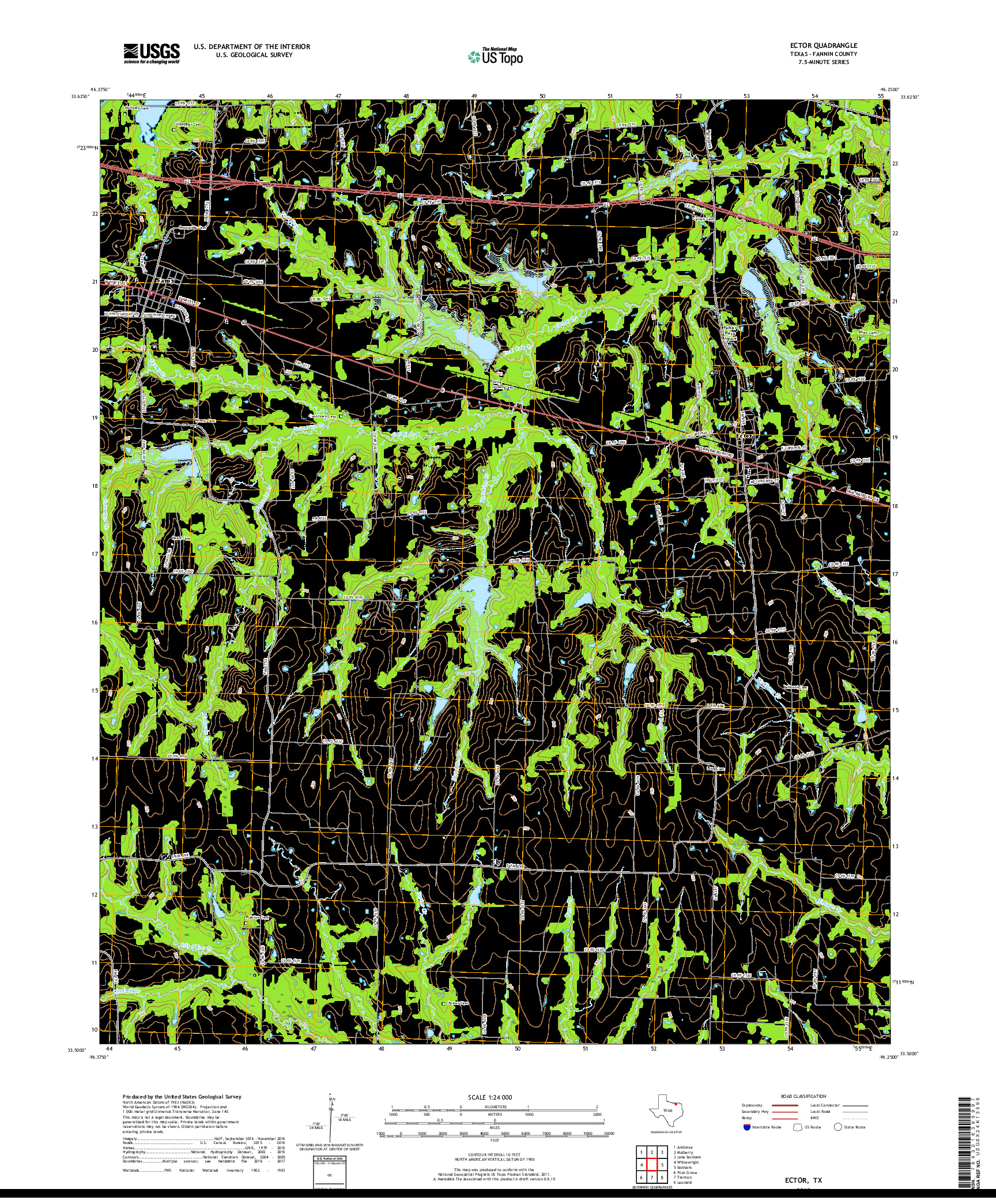 USGS US TOPO 7.5-MINUTE MAP FOR ECTOR, TX 2019