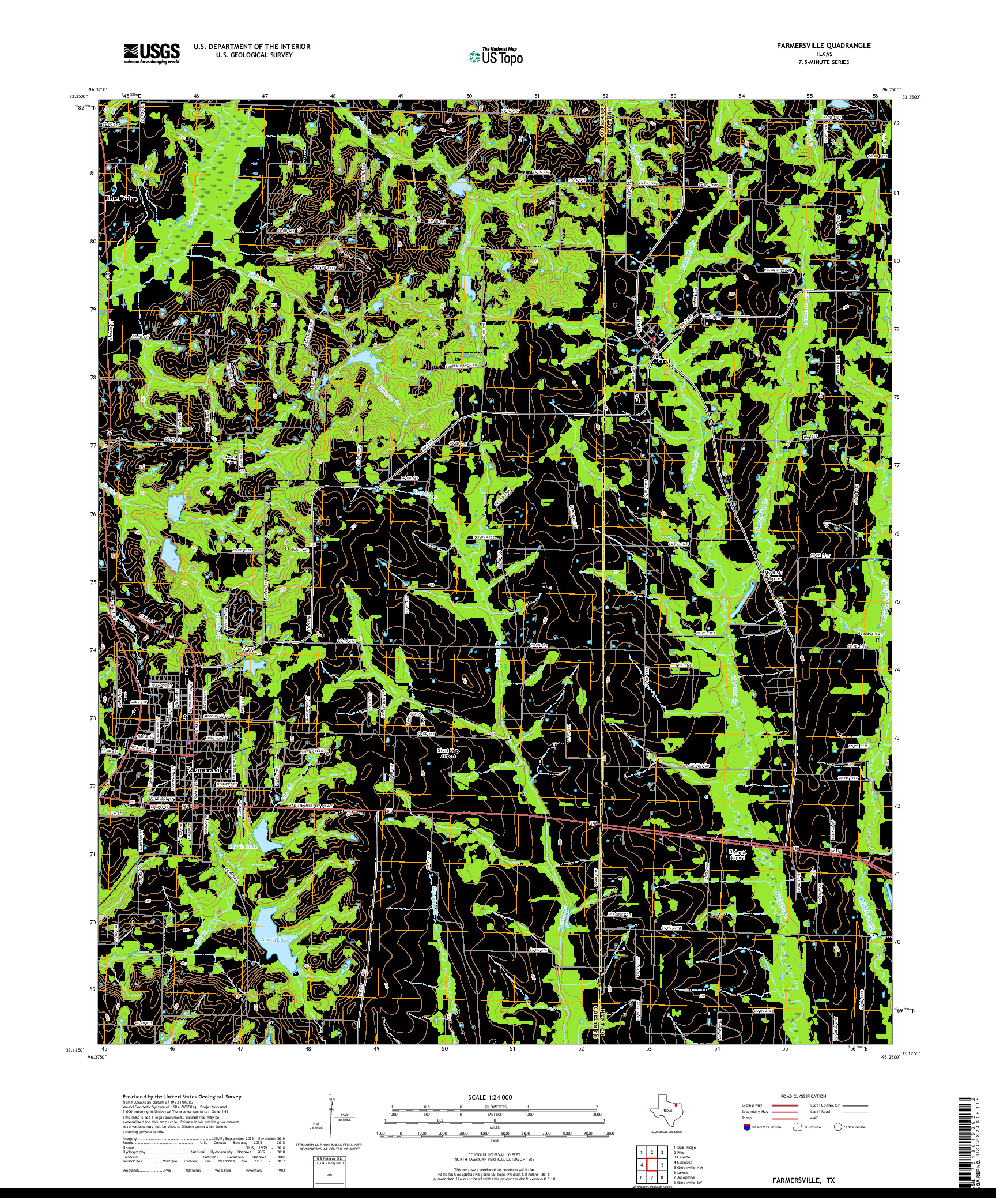 USGS US TOPO 7.5-MINUTE MAP FOR FARMERSVILLE, TX 2019