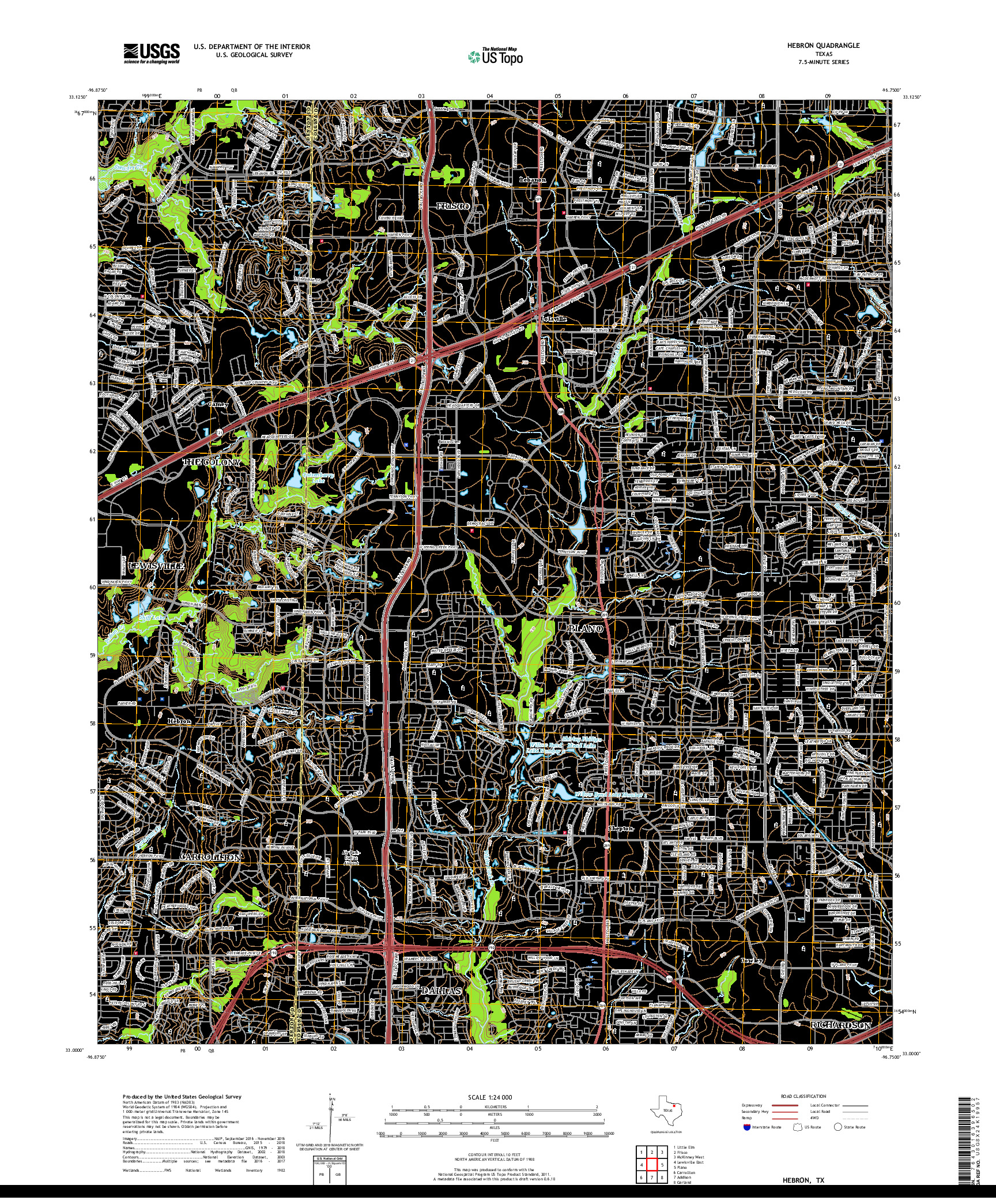 USGS US TOPO 7.5-MINUTE MAP FOR HEBRON, TX 2019