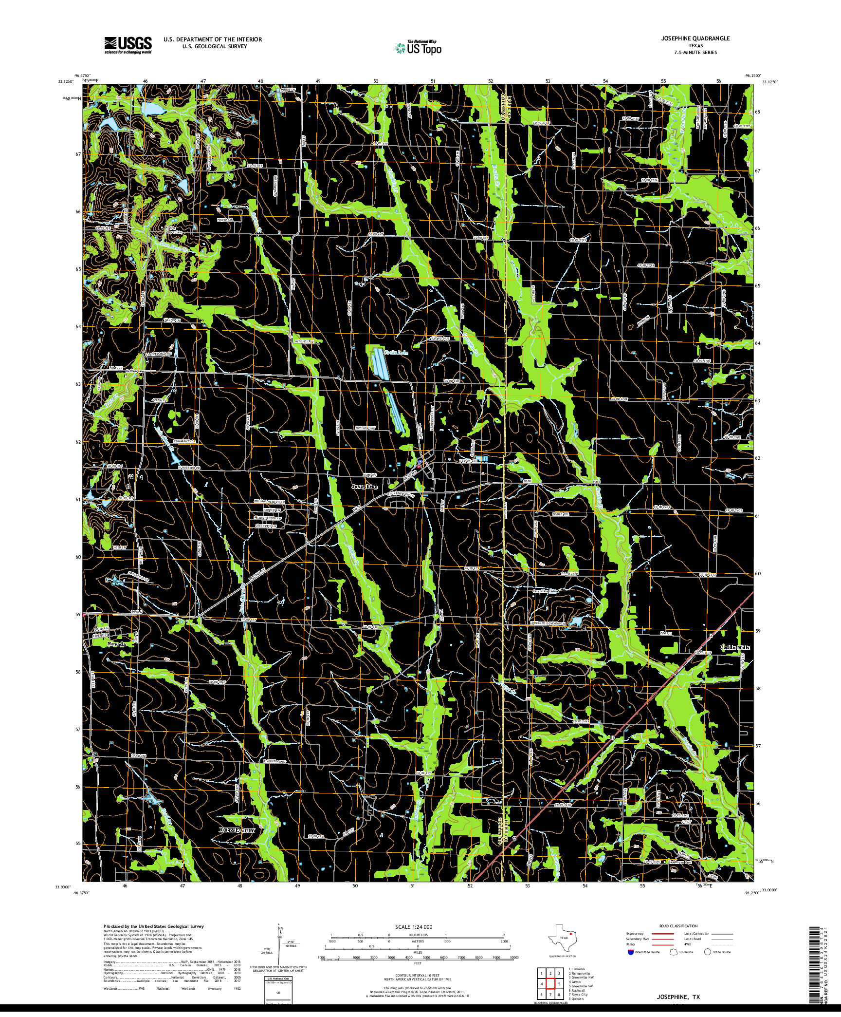 USGS US TOPO 7.5-MINUTE MAP FOR JOSEPHINE, TX 2019