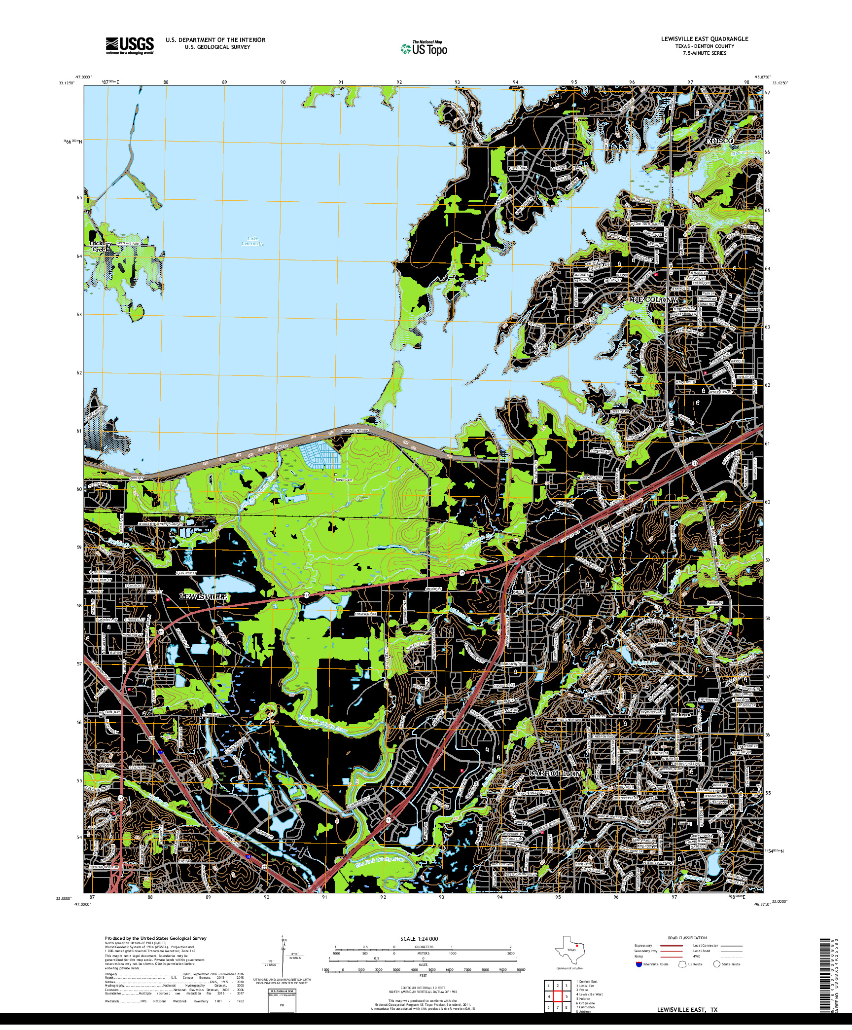 USGS US TOPO 7.5-MINUTE MAP FOR LEWISVILLE EAST, TX 2019