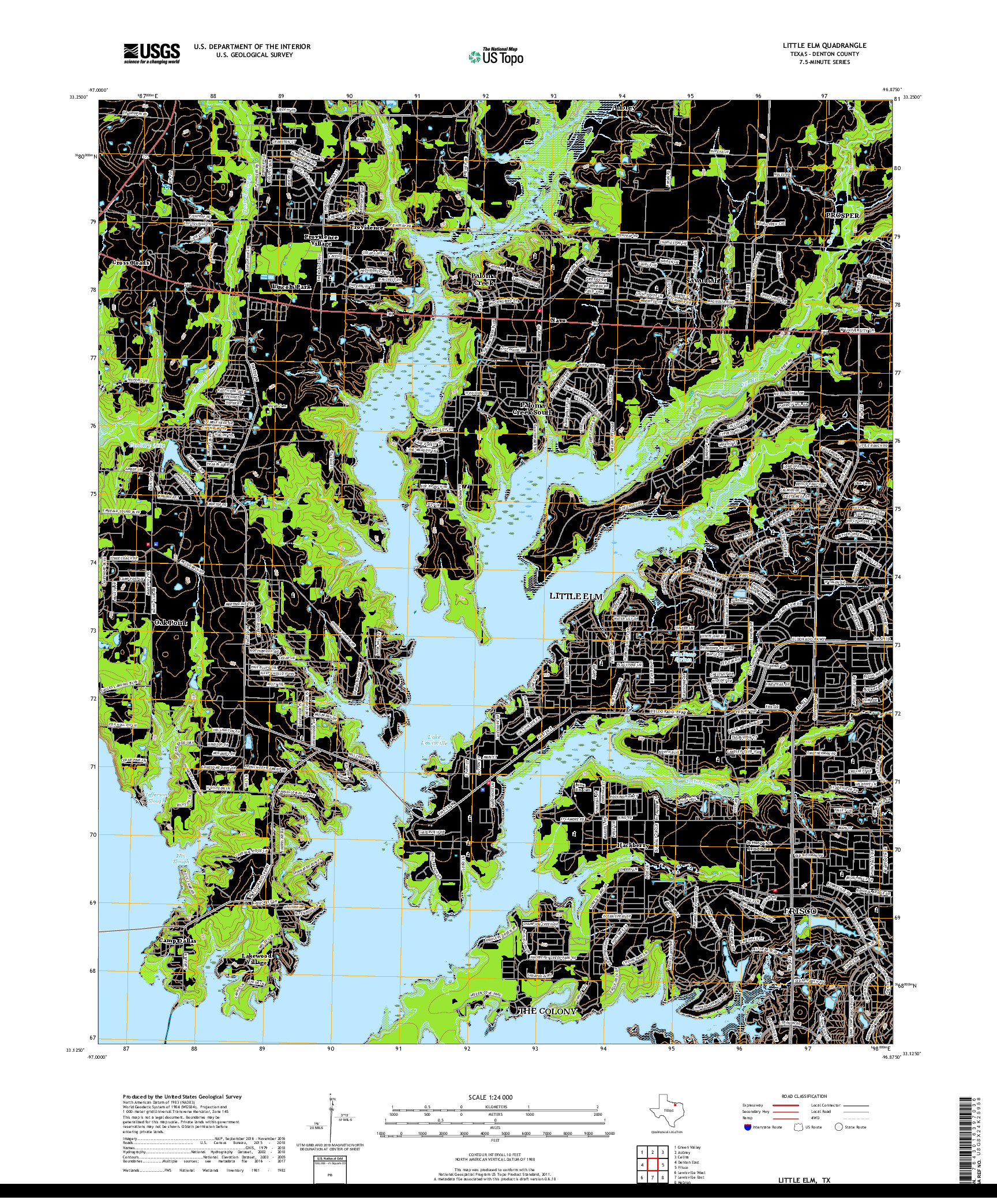 USGS US TOPO 7.5-MINUTE MAP FOR LITTLE ELM, TX 2019