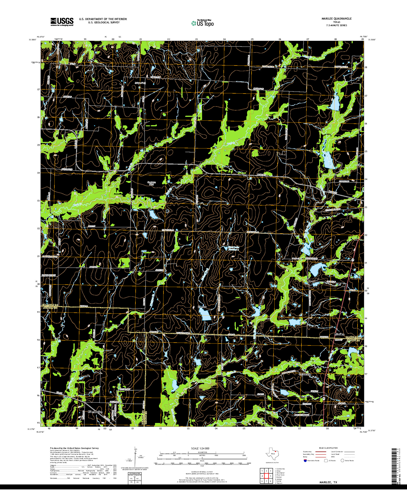 USGS US TOPO 7.5-MINUTE MAP FOR MARILEE, TX 2019