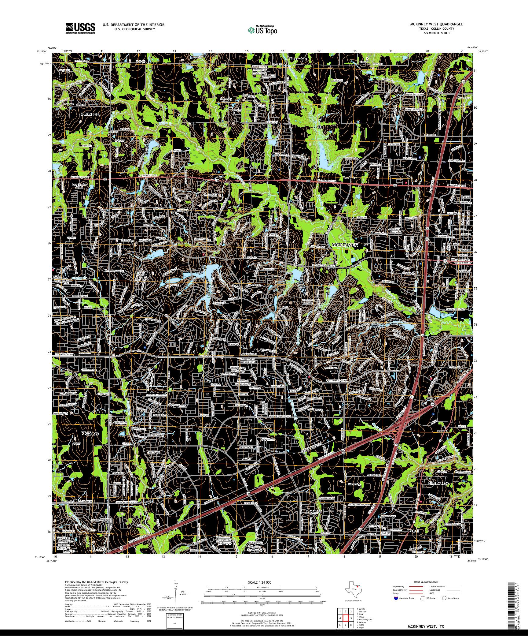 USGS US TOPO 7.5-MINUTE MAP FOR MCKINNEY WEST, TX 2019