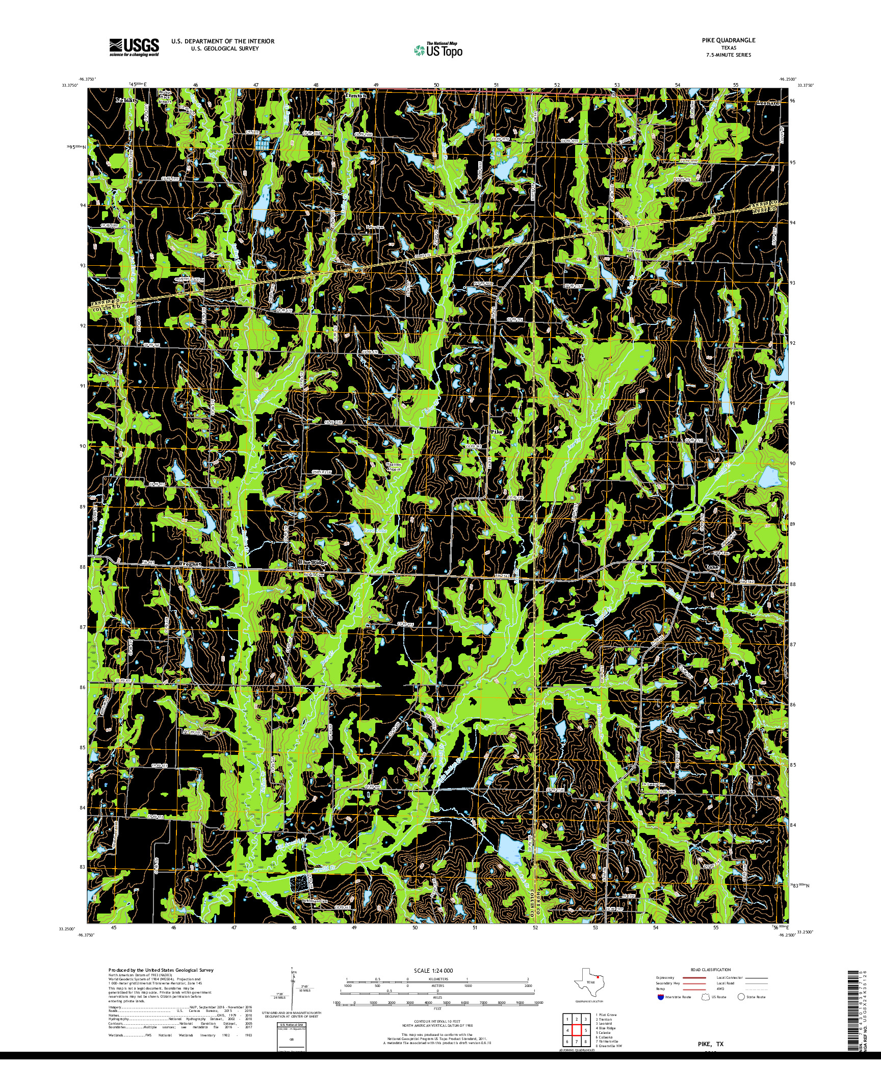 USGS US TOPO 7.5-MINUTE MAP FOR PIKE, TX 2019