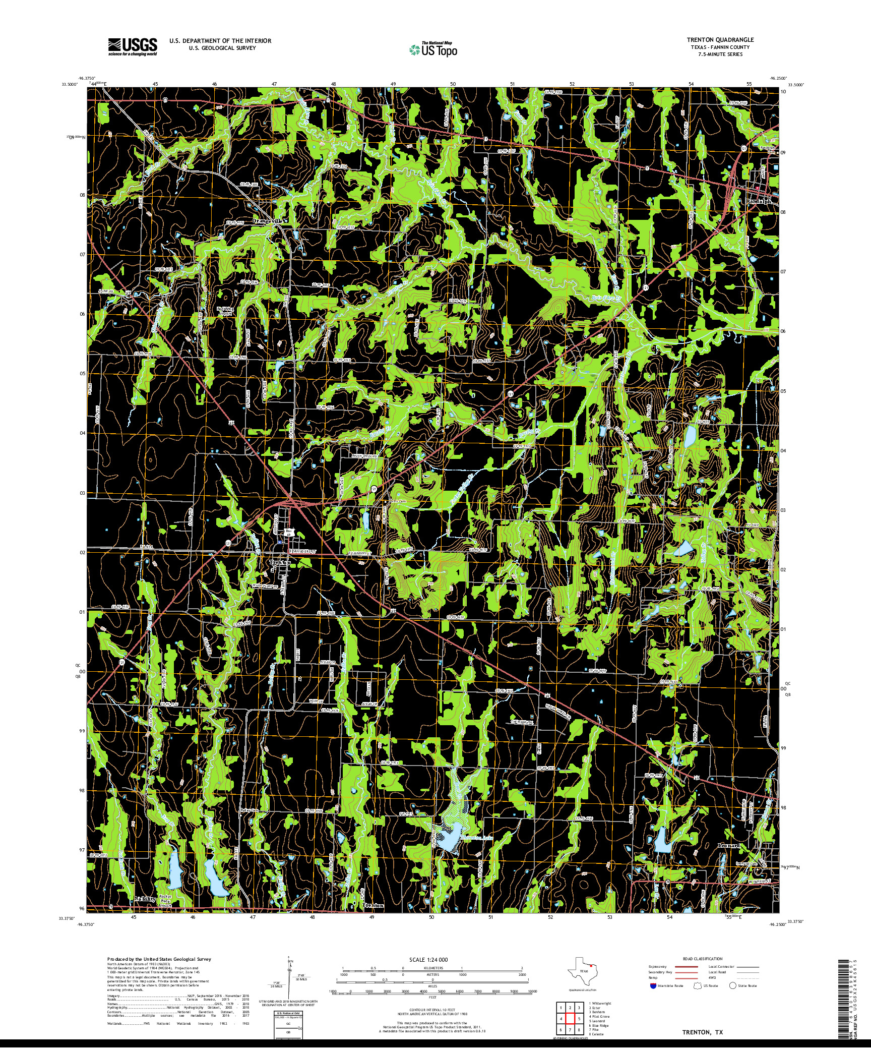 USGS US TOPO 7.5-MINUTE MAP FOR TRENTON, TX 2019