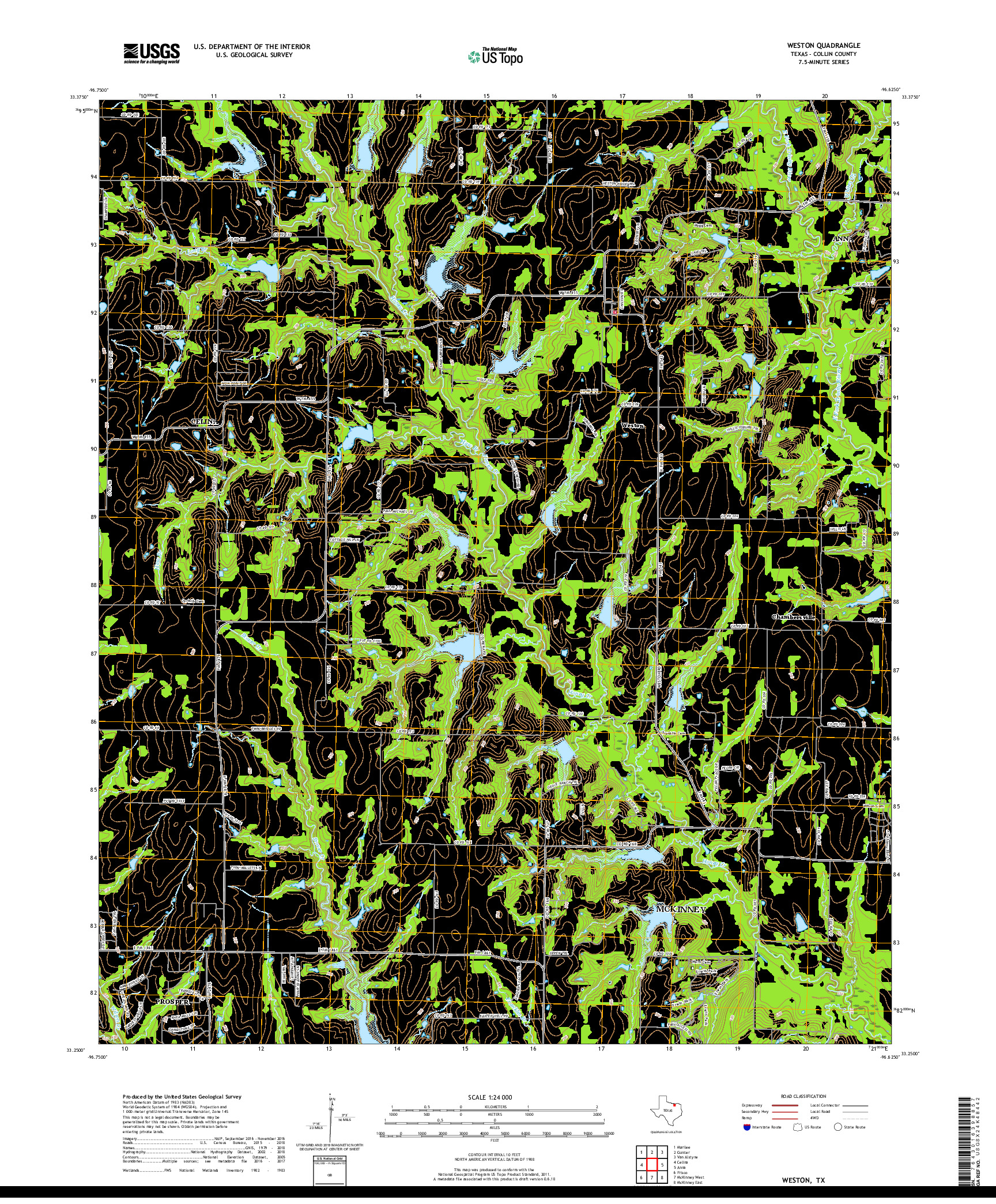 USGS US TOPO 7.5-MINUTE MAP FOR WESTON, TX 2019