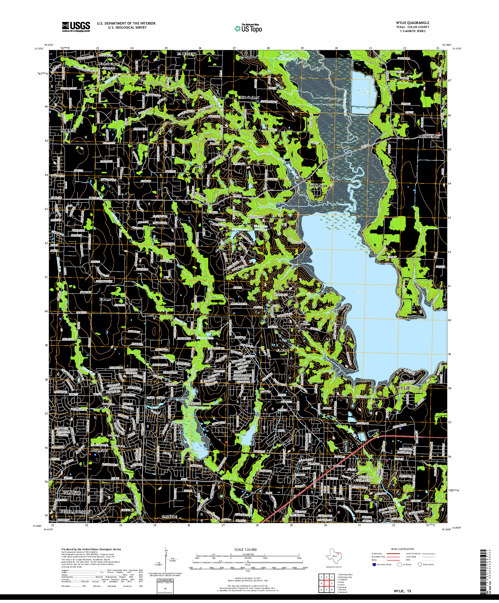 USGS US TOPO 7.5-MINUTE MAP FOR WYLIE, TX 2019