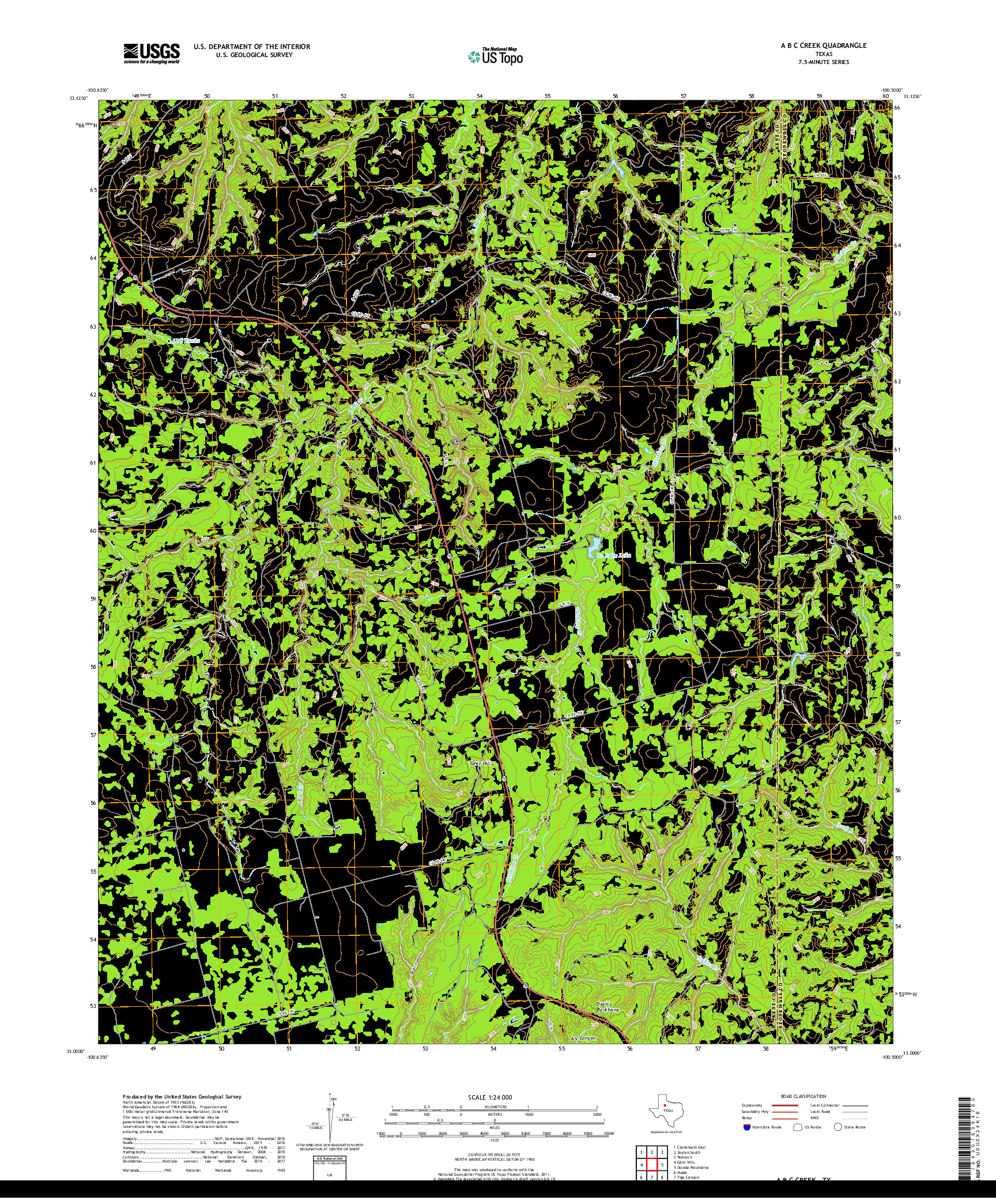 USGS US TOPO 7.5-MINUTE MAP FOR A B C CREEK, TX 2019